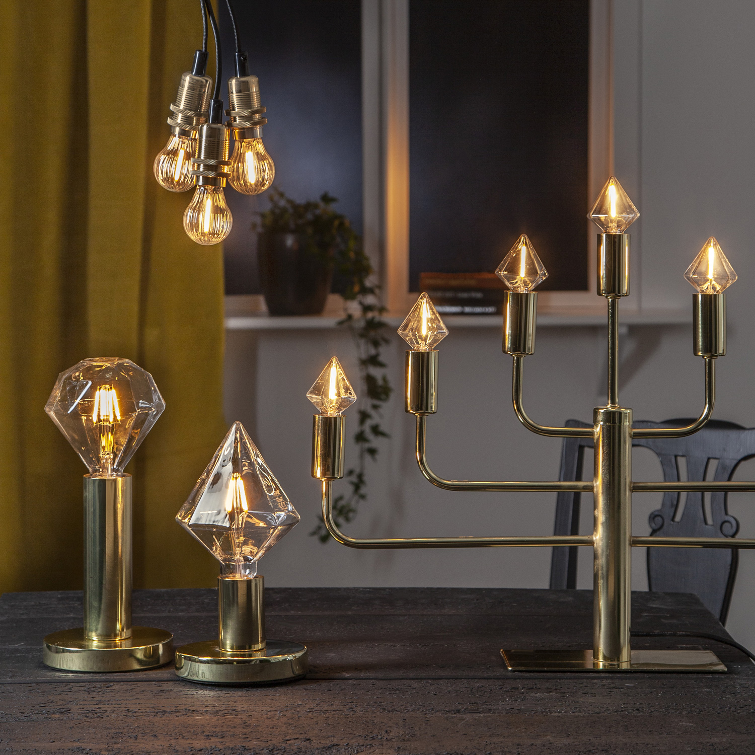 Kerzenleuchter Pix - Tischleuchte - 7-armig - E14 Fassung - H: 40cm, L: 57cm - gold