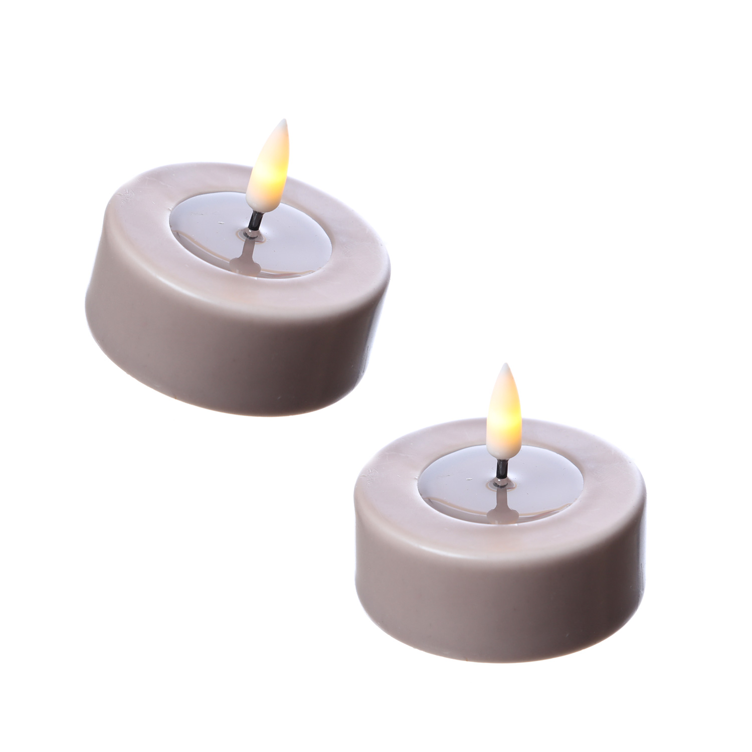 LED Teelichter MIA - realistische 3D Flamme - D: 6,1cm - Batteriebetrieb - altrosa - 2 Stück