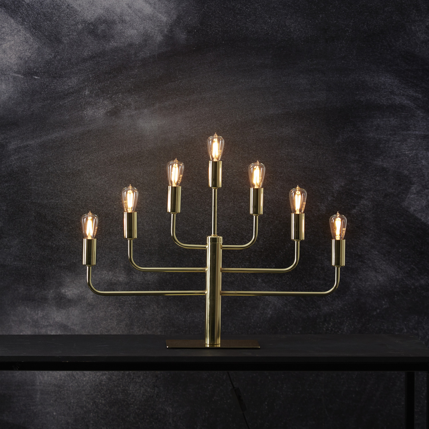 Kerzenleuchter Pix - Tischleuchte - 7-armig - E14 Fassung - H: 40cm, L: 57cm - gold