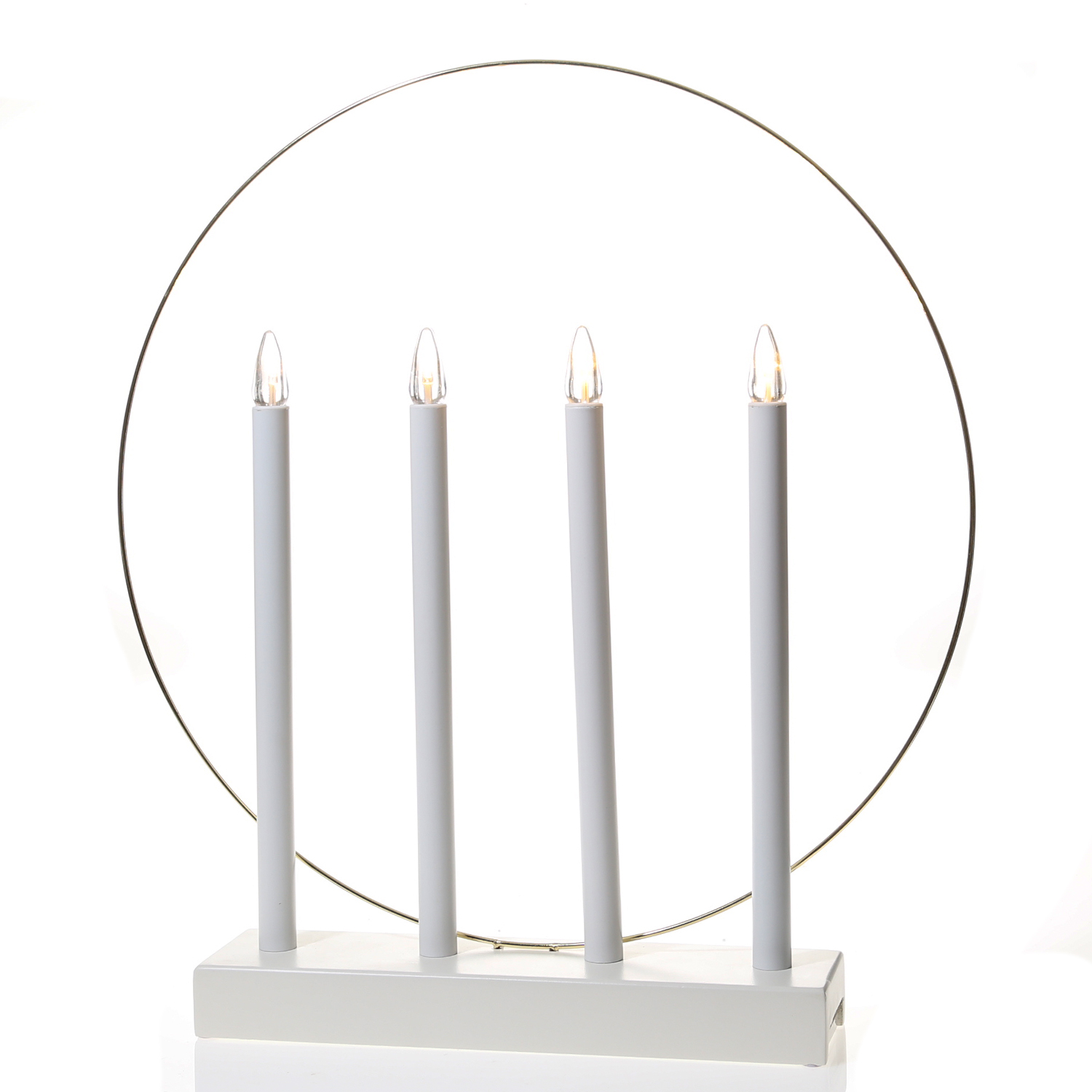 LED Fensterleuchter Glory - Kerzenleuchter mit Ring - 4flammig - warmweiße LED - H: 45cm - Timer LED Fensterleuchter Glory - Kerzenleuchter mit Ring - 4flammig - warmweiße LED - H: 45cm - Timer