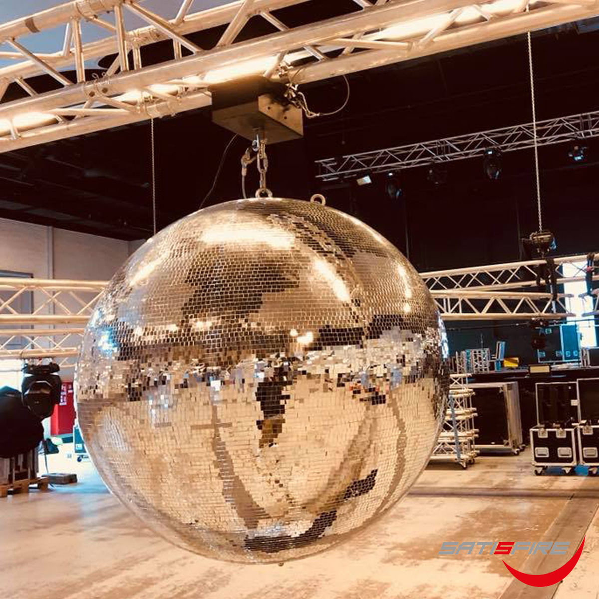 Spiegelkugel 50cm silber chrom- Diskokugel (Discokugel) Party Lichteffekt - Echtglas - mirrorball safety chrome color