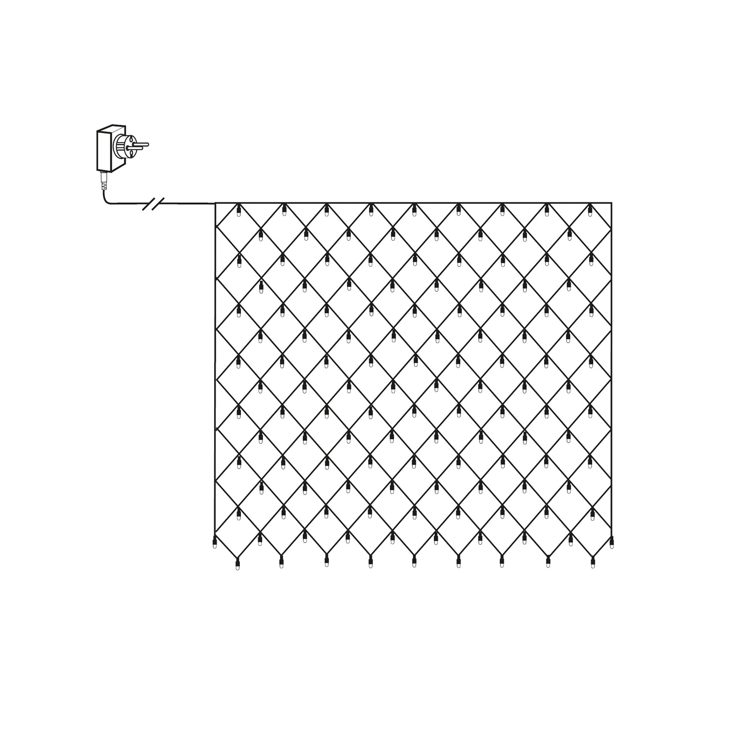 LED Lichternetz - Serie LED - outdoor - 160 ultra warmweiße LED - 2.00m x 2.00m - schwarzes Kabel