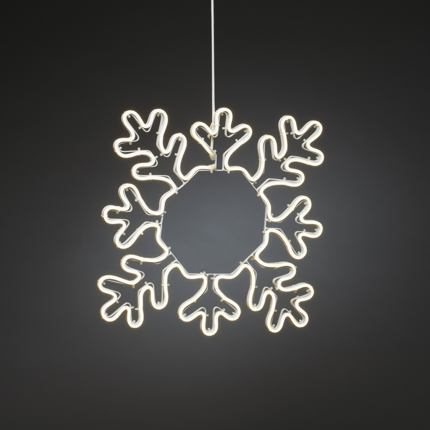 LED Fensterdeko Schneeflocke Weihnachtsbeleuchtung f. Außen - 384 warmweiße LED - H: 47cm - weiß