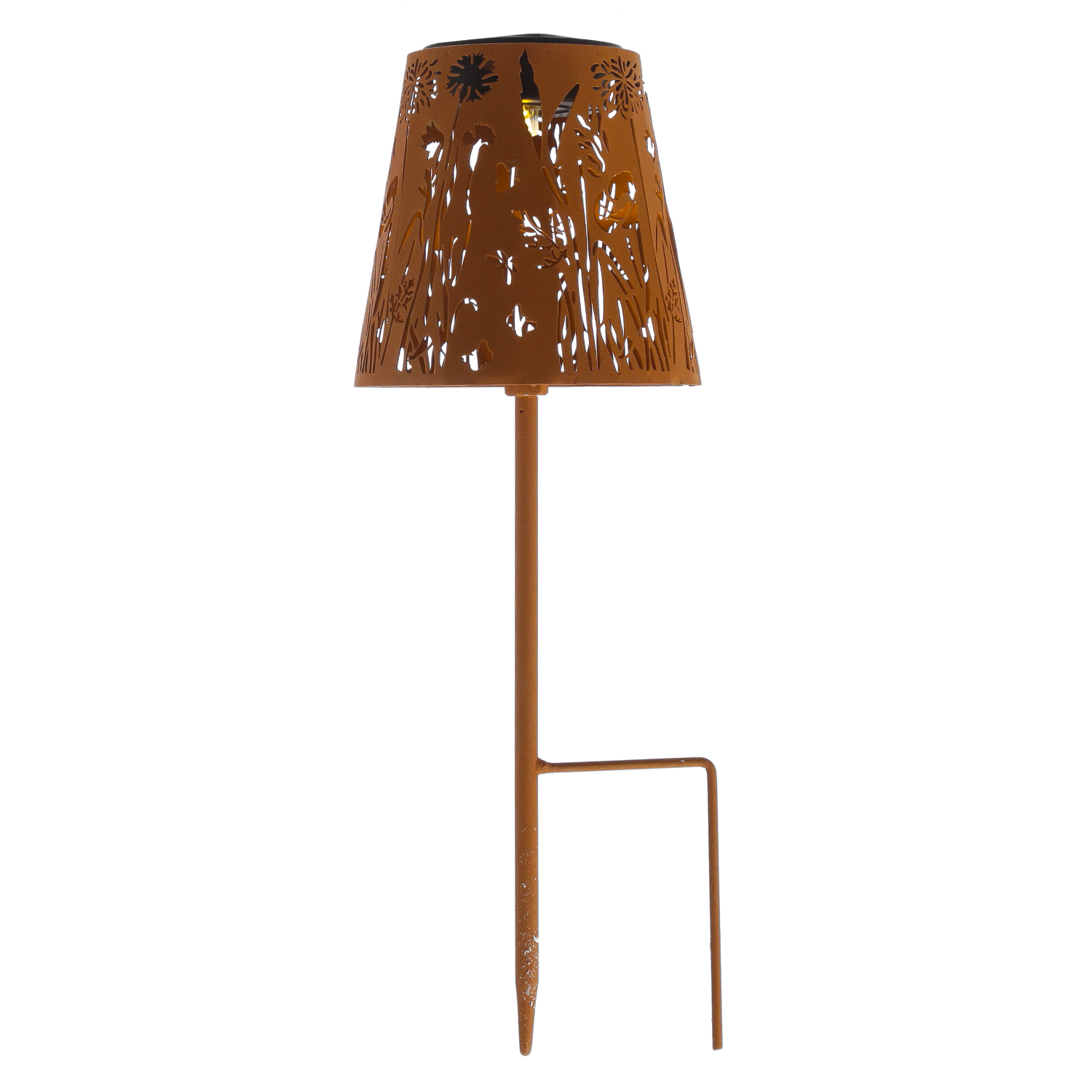 LED Solar Gartenleuchten Blumenwiese - Gartenstecker - H: 58cm - Lichtsensor - rostbraun - 2St.