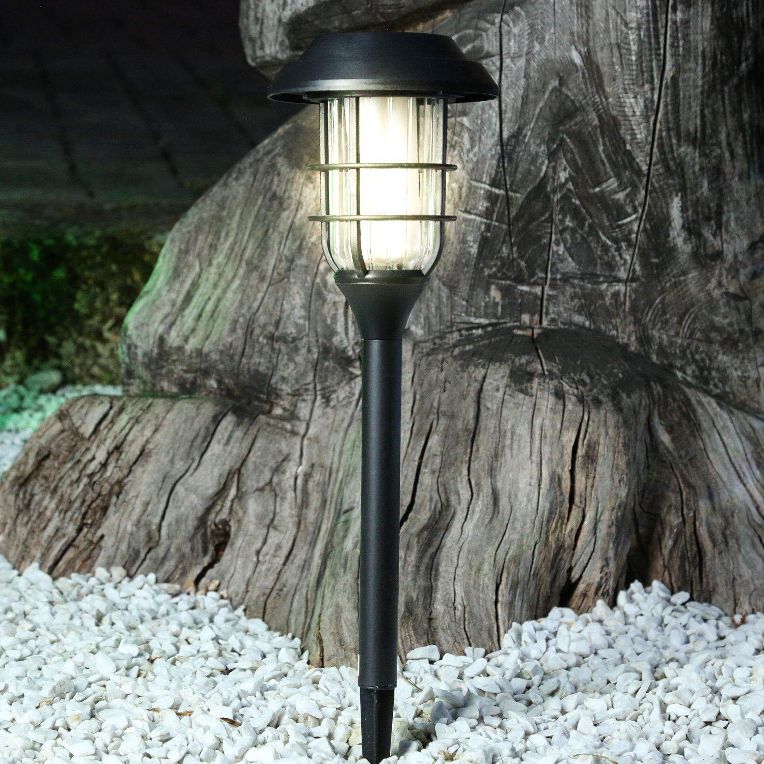 LED Solar Wegleuchte - Gartenfackel - Kunststoff - simulierter Flammeneffekt - H: 44cm - schwarz LED Solar Wegleuchte - Gartenfackel - Kunststoff - simulierter Flammeneffekt - H: 44cm - schwarz