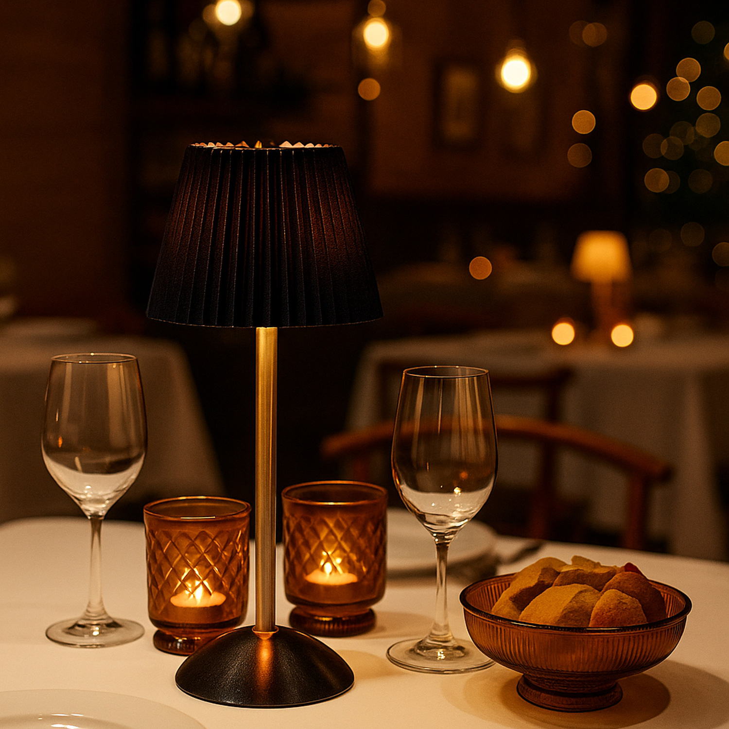 LED Tischlampe GENUA - wiederaufladbar per USB - 3 Lichtfarben - dimmbar - H:30,5cm - schwarz