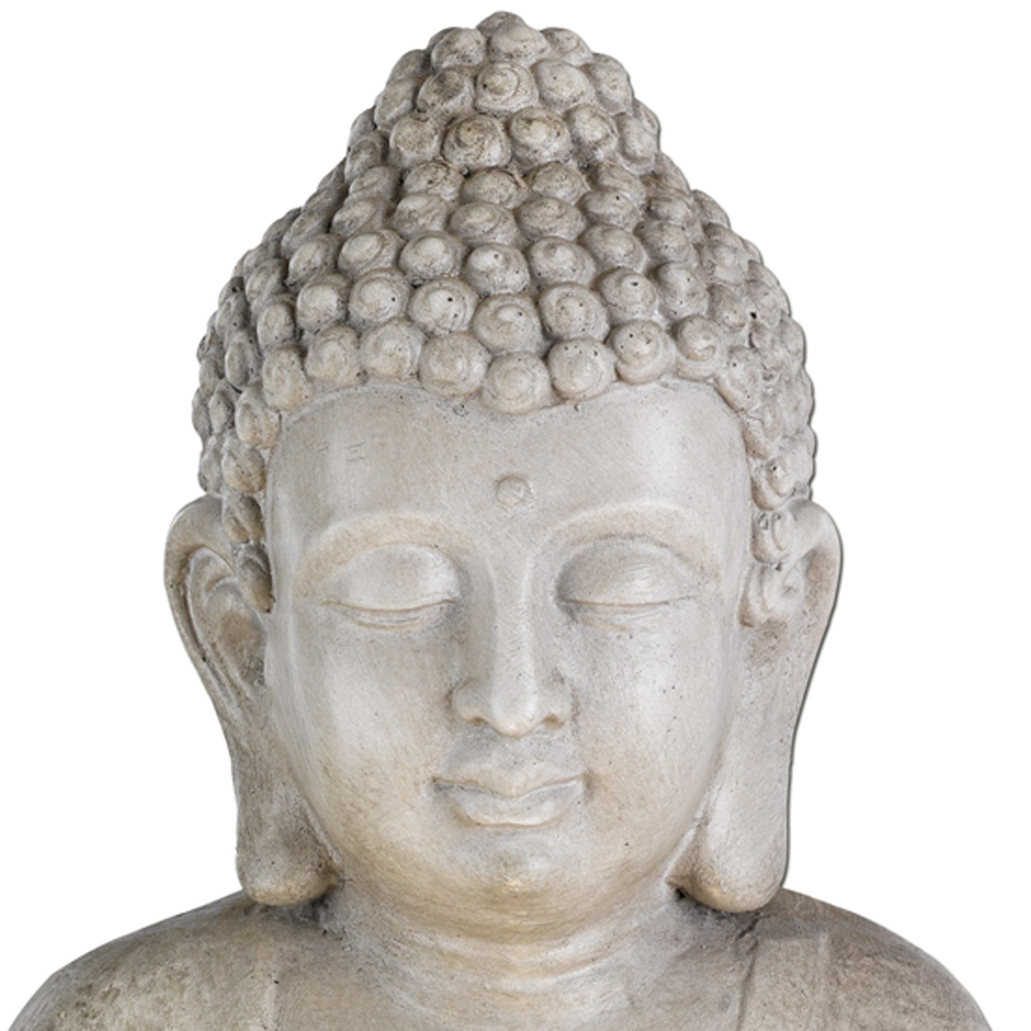 LED Brunnen Buddha - Gartenbrunnen - GRC Beton - 6 warmweiße LED - H: 45cm - Außen - grau
