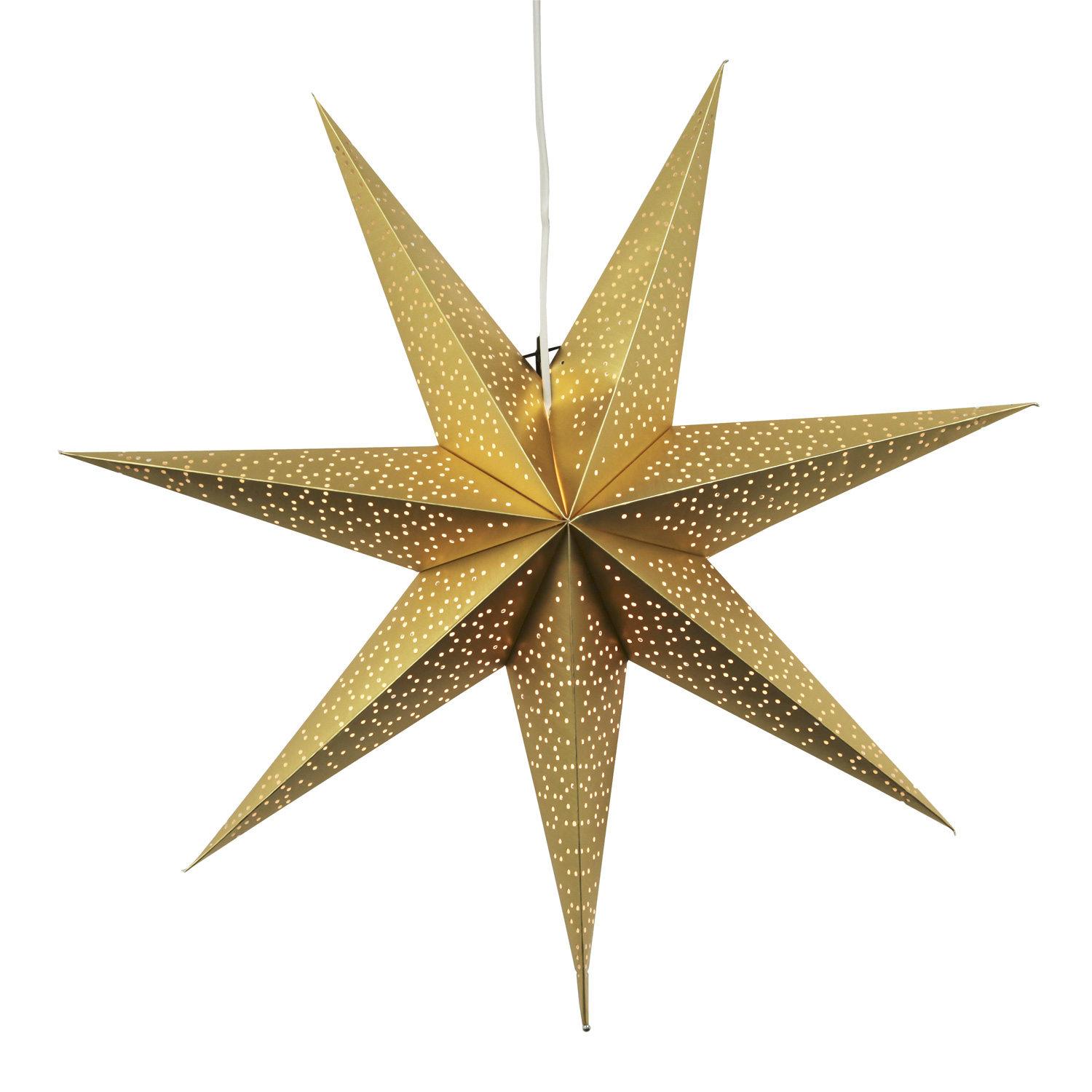 Papierstern Dot - hängend - 7-zackig - D: 70cm - inkl. E14 Fassung u. Kabel - gold