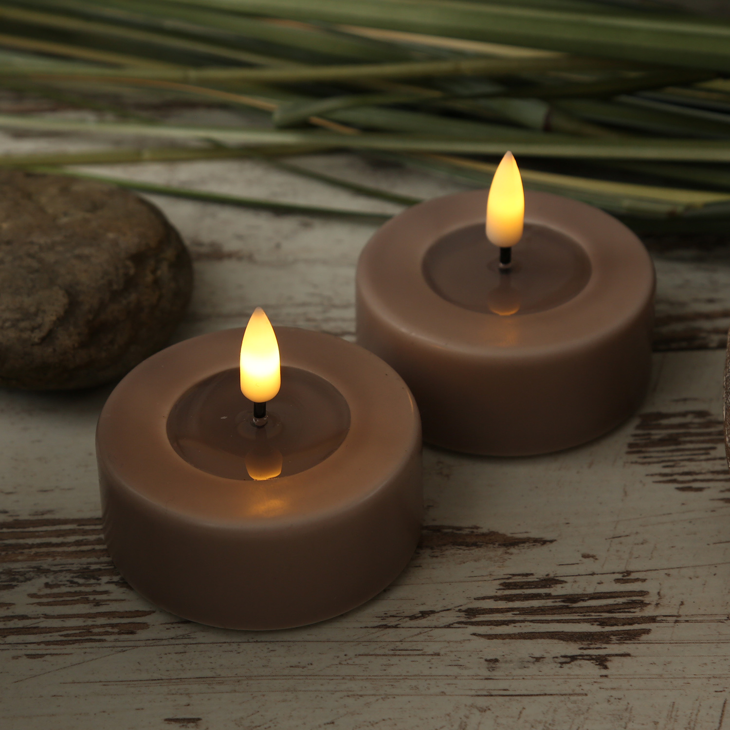 LED Teelichter MIA - realistische 3D Flamme - D: 6,1cm - Batteriebetrieb - altrosa - 2 Stück