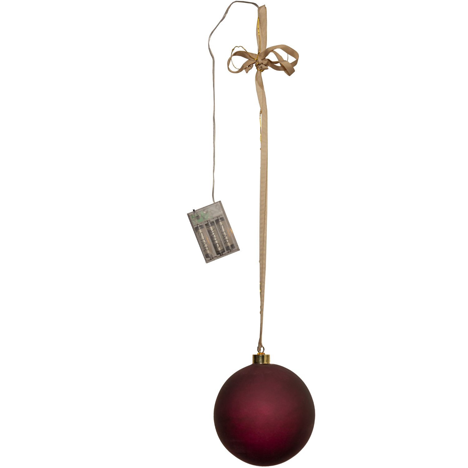 LED Christbaumkugel - Weihnachtskugel - Glas - 18 warmweiße LED - D: 15cm - Timer - Batterie - rot