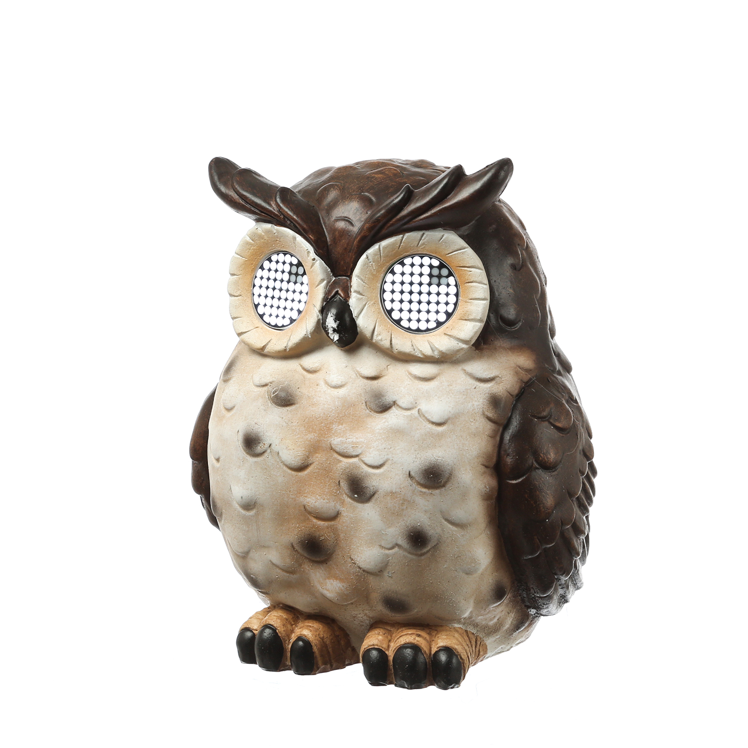 LED Solar Eule mit blizelnden und rollenden Augen - Gartenfigur - H: 23,5cm - Lichtsensor