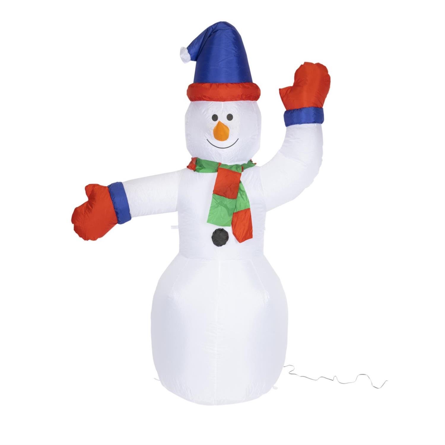 LED Schneemann - aufblasbar - 12 kaltweisse LED - H- 180cm - mit Befestigungsmaterial - fuer Aussen