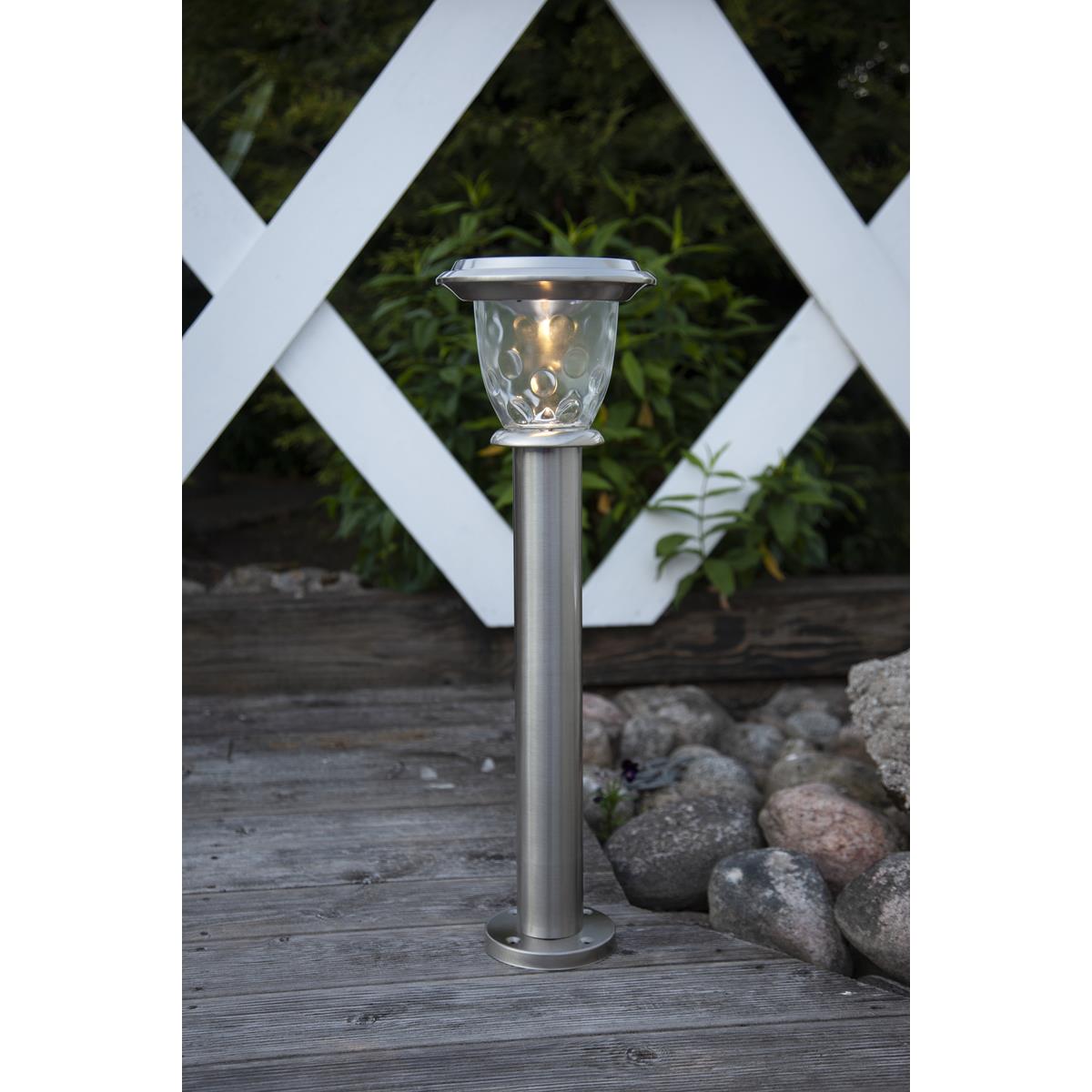 LED Solar Wegleuchte "Pireus" - Edelstahl - warmweiße LED - H: 61cm - D: 19cm - Dämmerungssensor