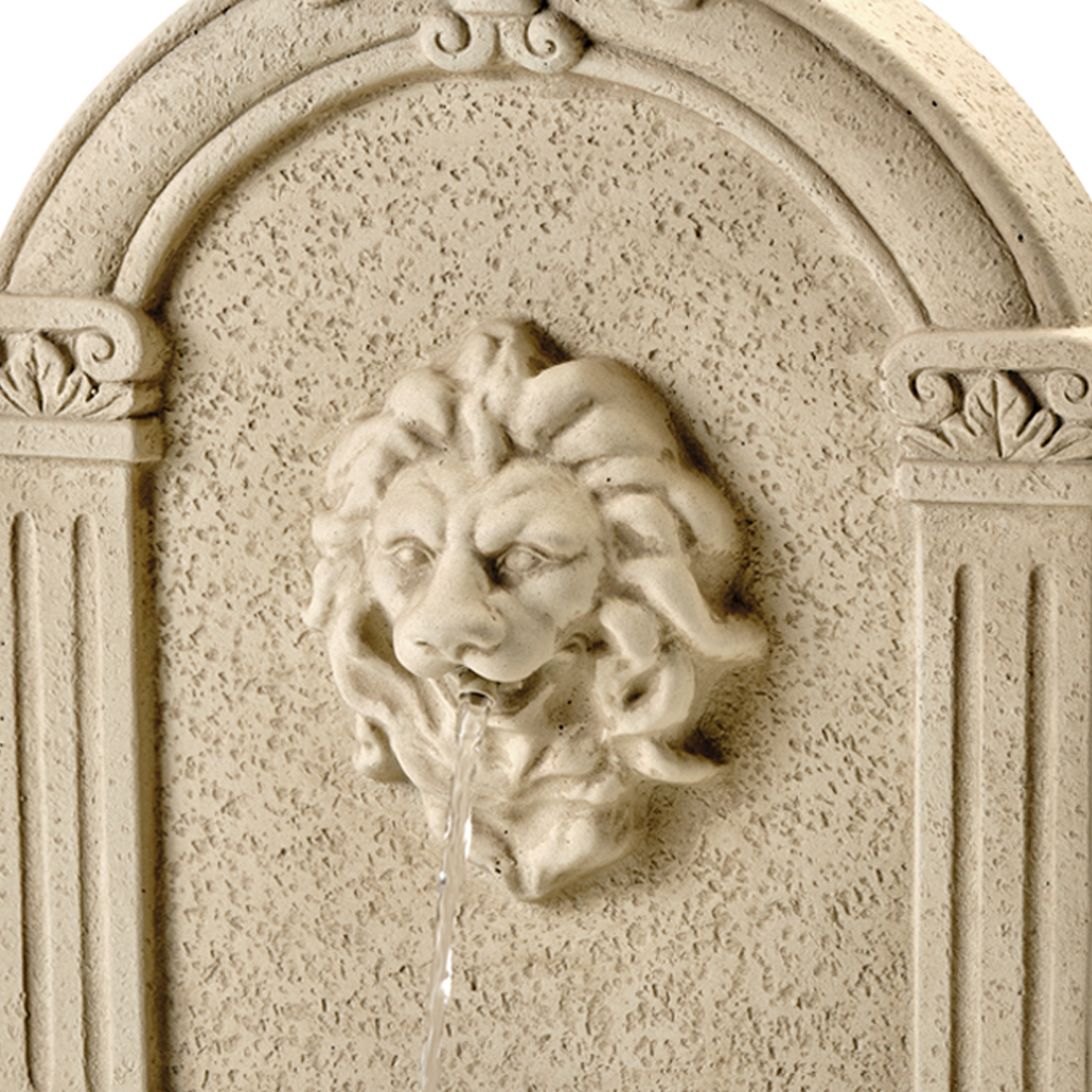 Brunnen mit Löwenkopf - Wand- und Standbrunnen - GRC Beton - H: 54cm - Außen - natur