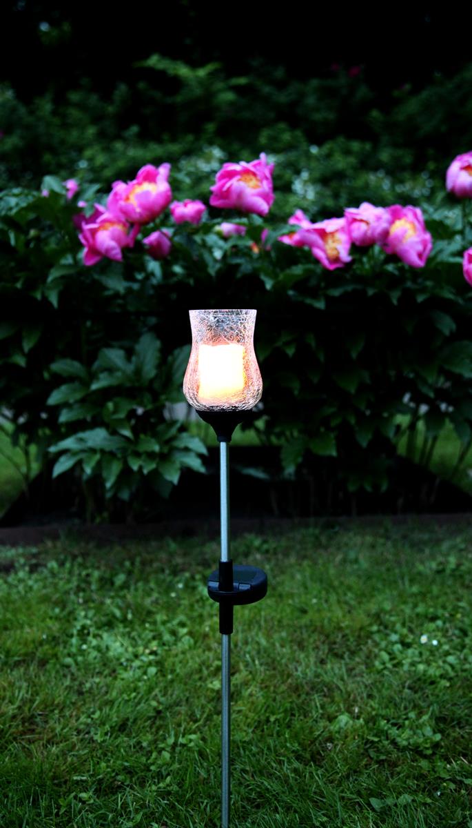 LED Solarstab "Lyon" - klares Glas - gelbe LED