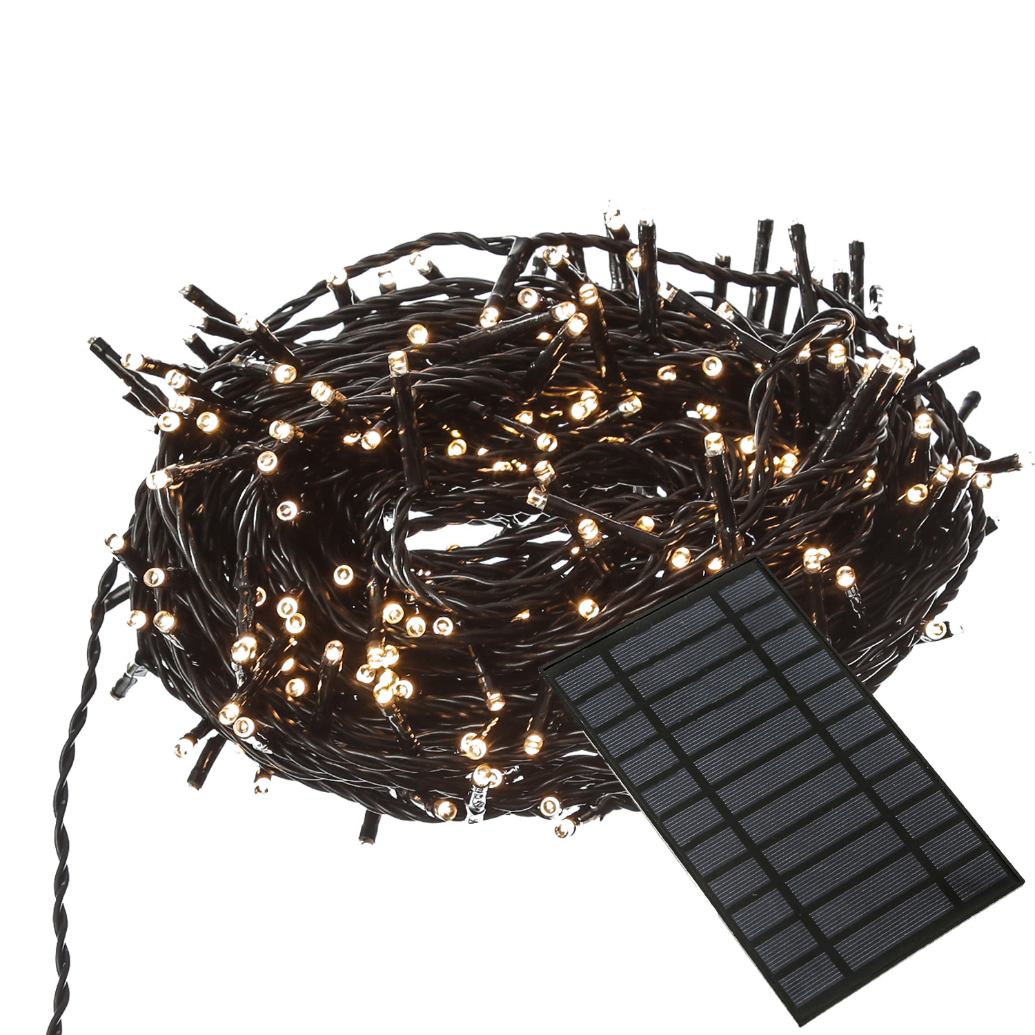 LED Solar Lichterkette Compact Twinkle - 1000 warmweiße LED - 8 Funktionen - L: 22,5m - USB