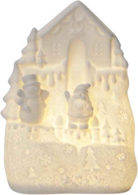 LED Haus "Vinter" - Santa am Haus - 1 warmweiße LED - H: 15,5cm  - Batteriebetrieb - weiß