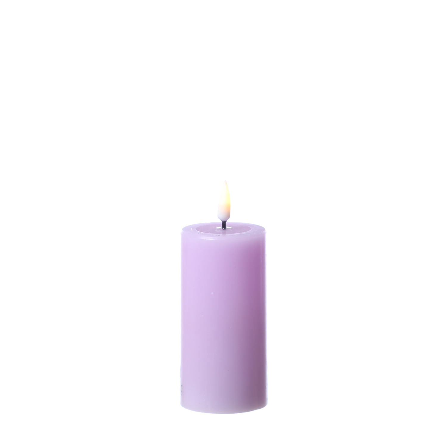 LED Stumpenkerze MIA - Echtwachs - realistische 3D Flamme - H: 10cm - D: 5cm - lavendel