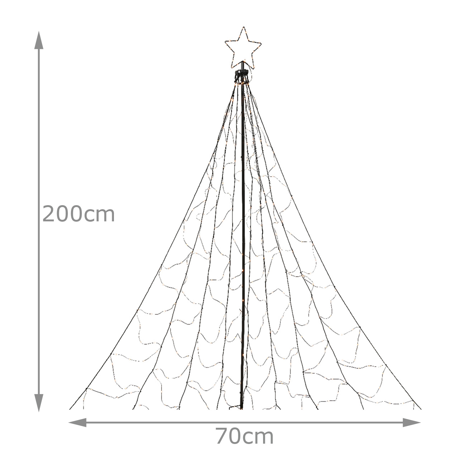 LED Lichterbaum mit Sternspitze - LED Baum outdoor - 236 funkelnde bernstein LED - H: 2m - Timer