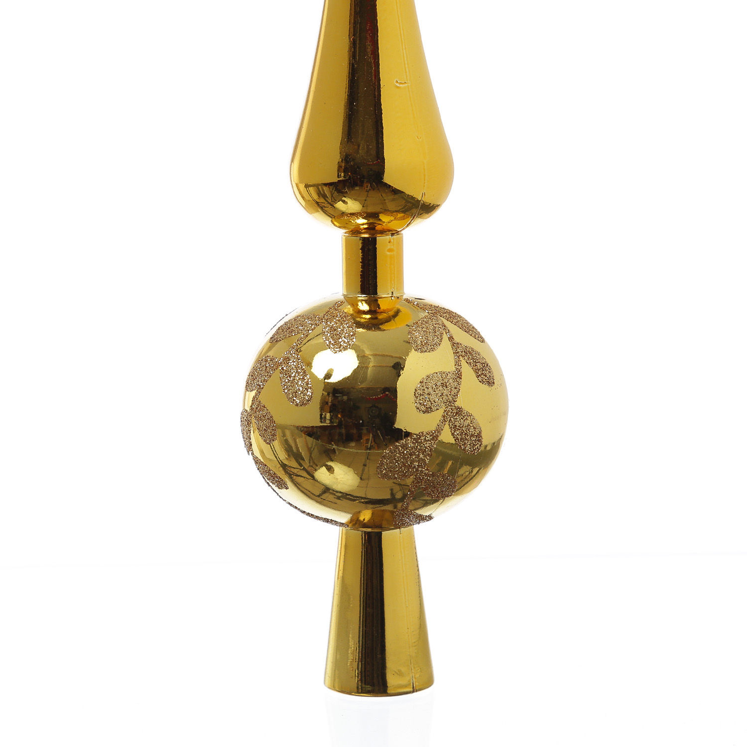 Christbaumspitze mit Blattmuster - Weihnachtsbaumspitze - Kunststoff - H: 30cm - gold glänzend