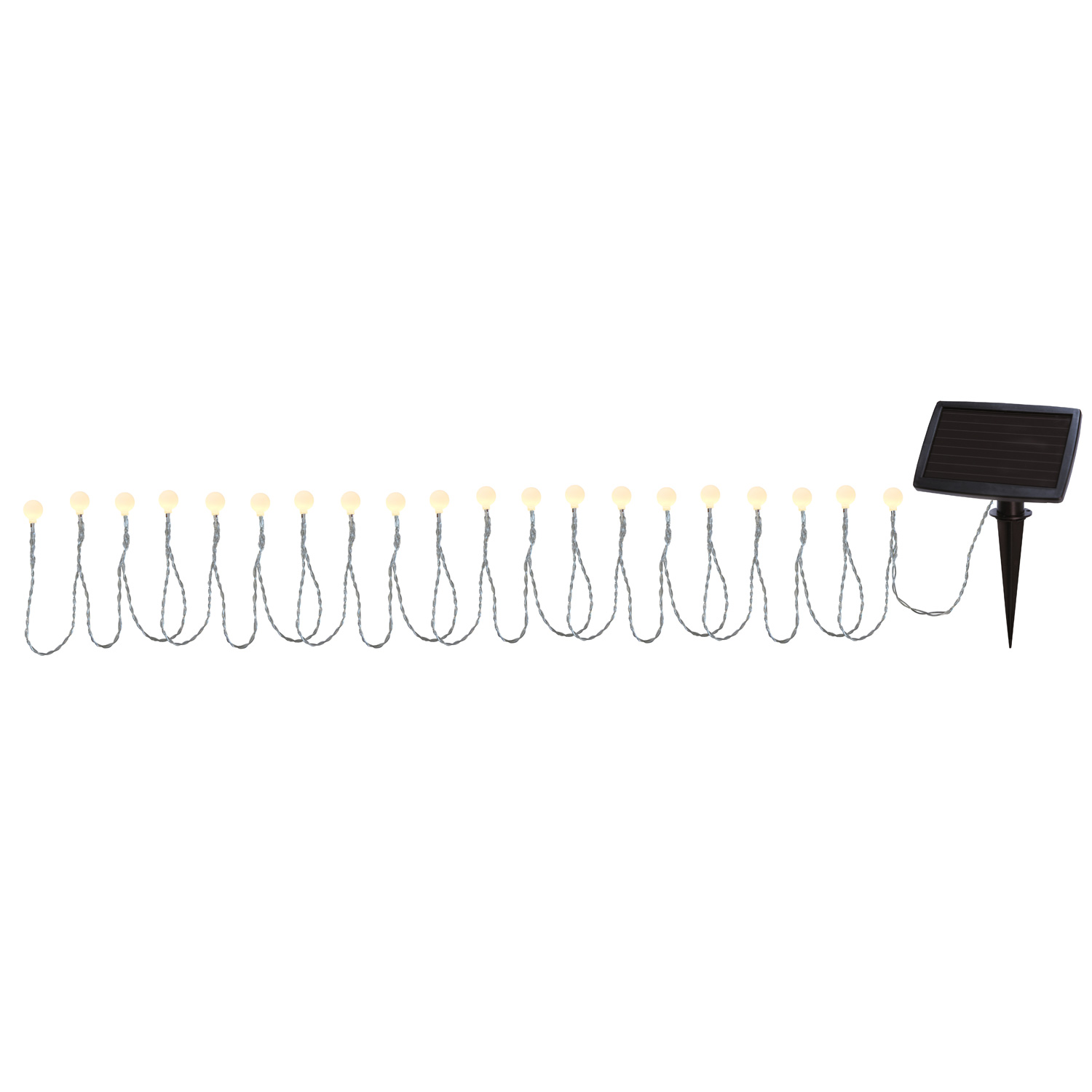 LED Solar Lichterkette Globini - 20 warmweiße LED - L: 4,75m - Dämmerungssensor - für Außen
