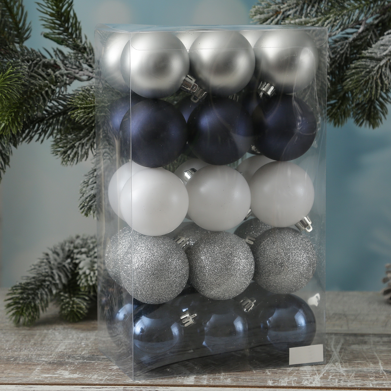 Christbaumkugel - Weihnachtskugel - bruchfest - D: 6cm - glänzend matt - blau, silber - 30St.