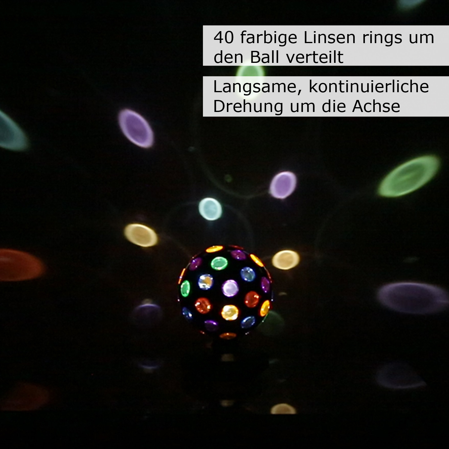 Disco Ball Lichteffekt - Partyeffekt - drehendes Discolicht - H 21cm - Batteriebetrieb/USB Kabel