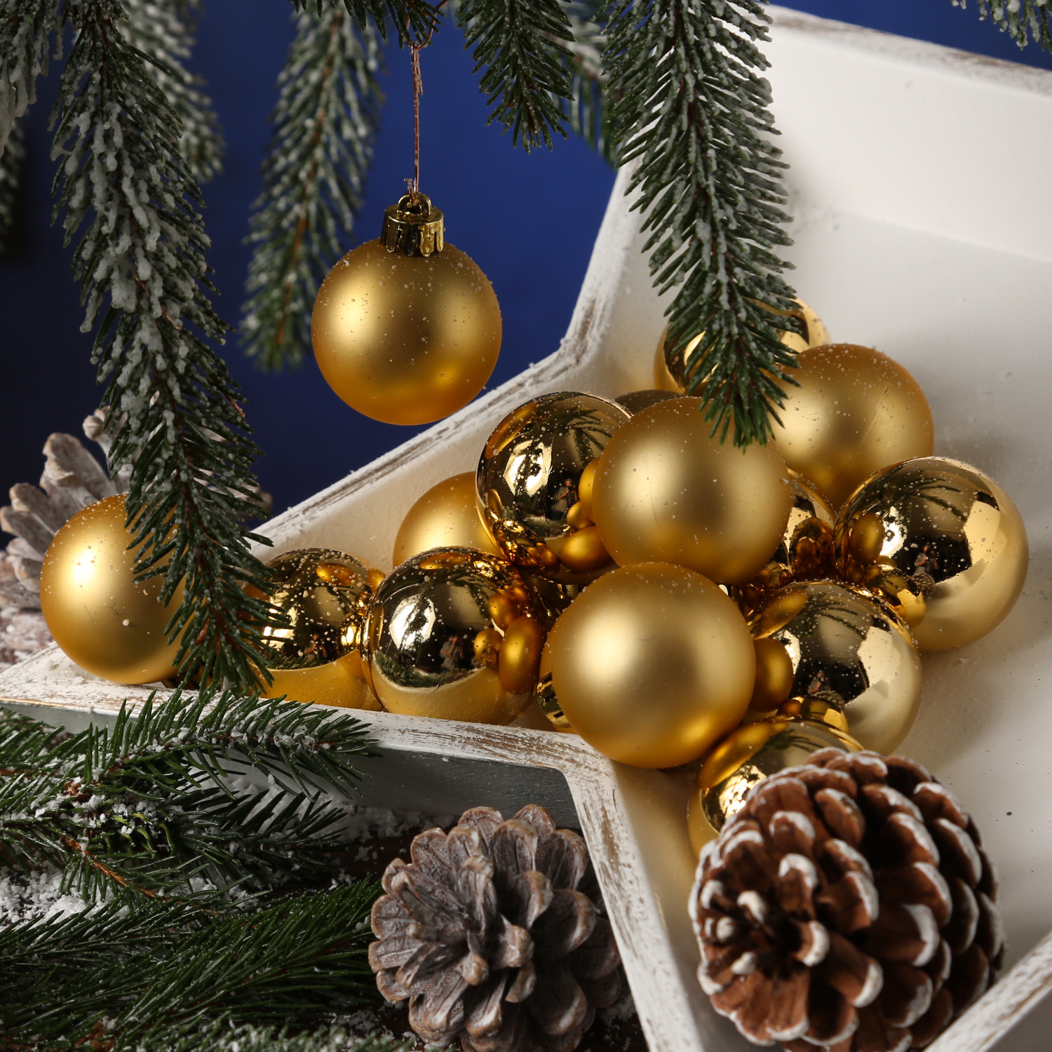 Christbaumkugel - Weihnachtsbaumkugel - bruchfest - D: 4cm - glänzend und matt - gold - 16er Set