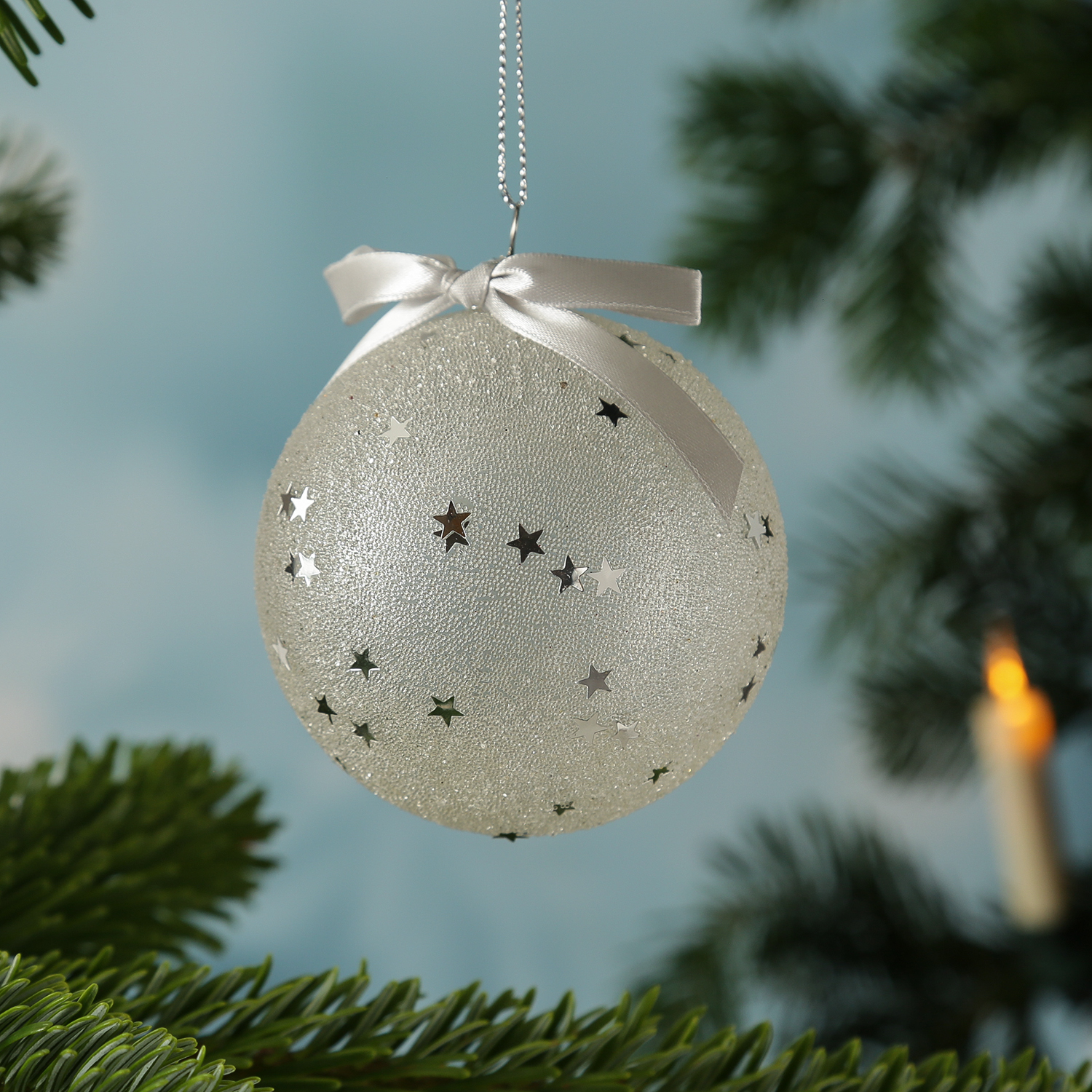 Christbaumkugeln mit Sternchen - Weihnachtsbaumkugeln - bruchfest - D: 8cm - 12er Set