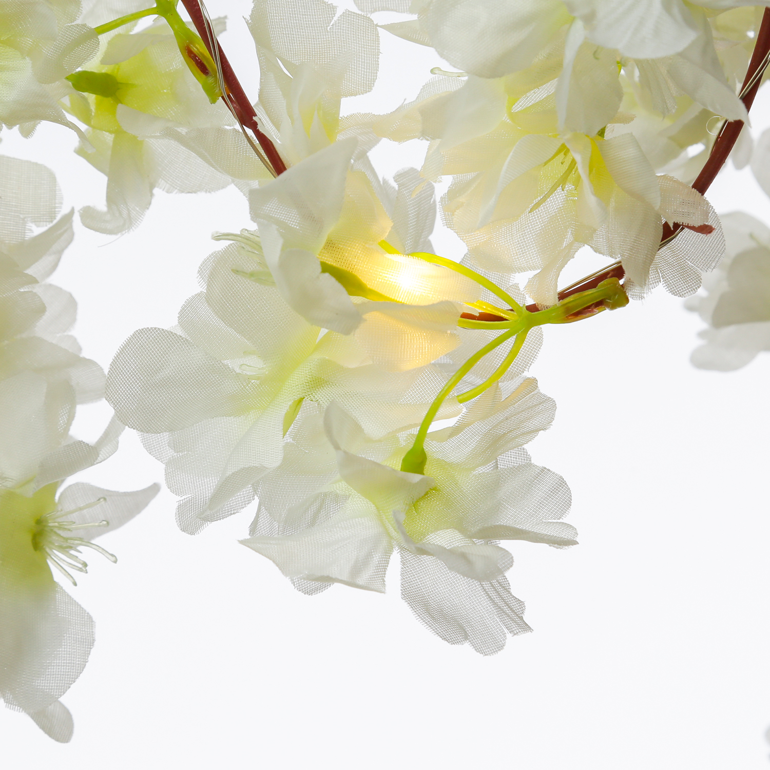 LED Lichterkette Kirschblüten - Blumengirlande - 20 warmweiße LED - Batterie - Timer - L:1,8m - weiß