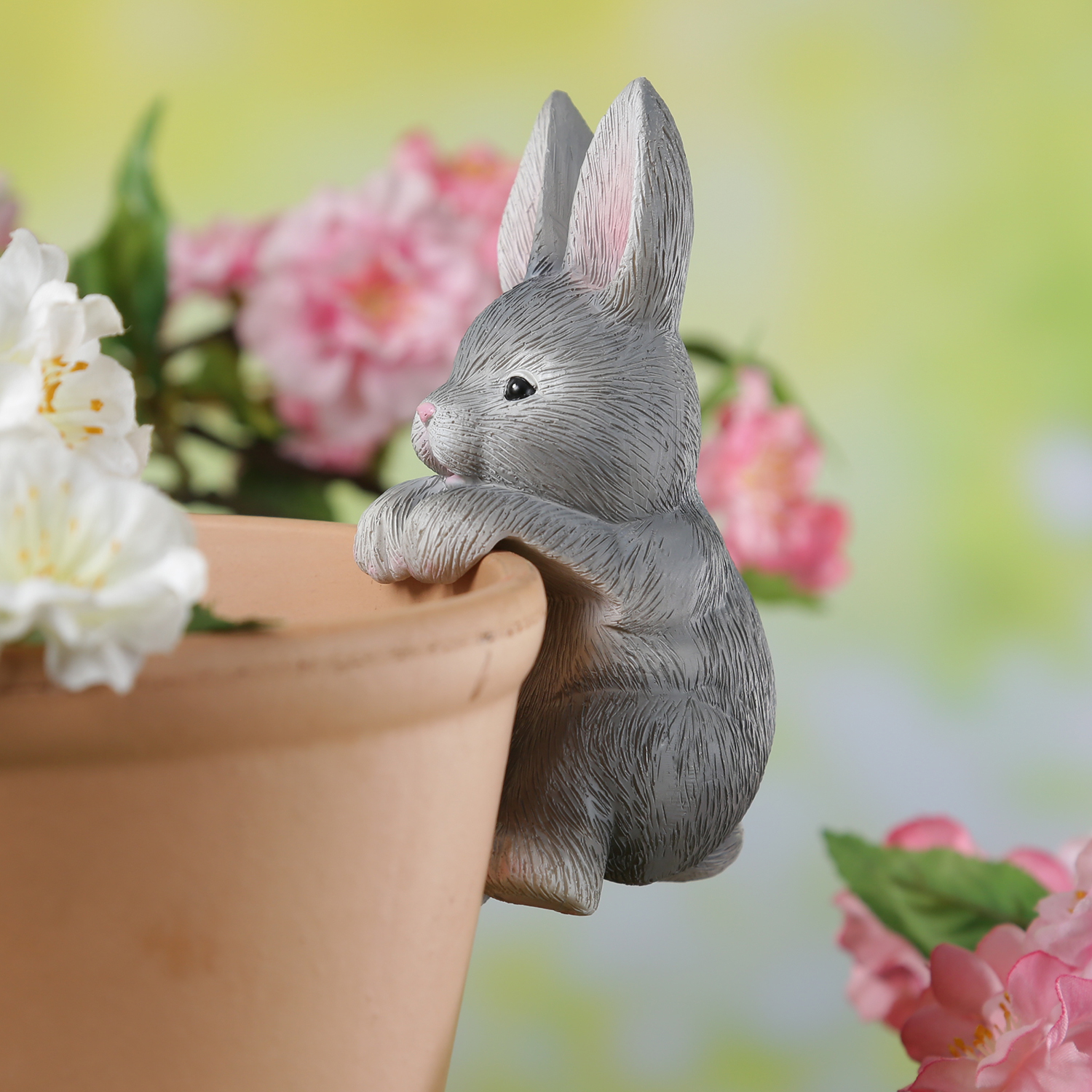 Blumentopfhänger Hase - niedliche Dekofigur als Topfhänger - Tierfigur - Polyresin - H: 11,5cm