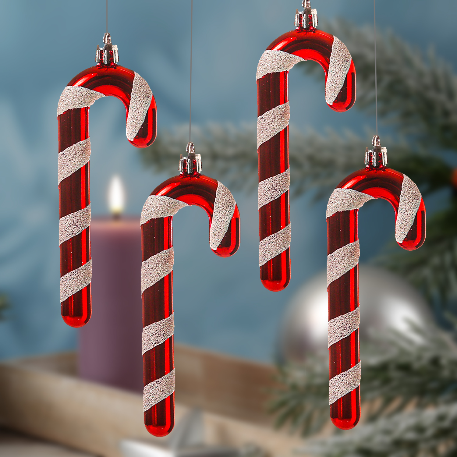 LED Zuckerstangen - je 16 kaltweiße LED - H: 25cm - Timer - inkl. Trafo - für Außen