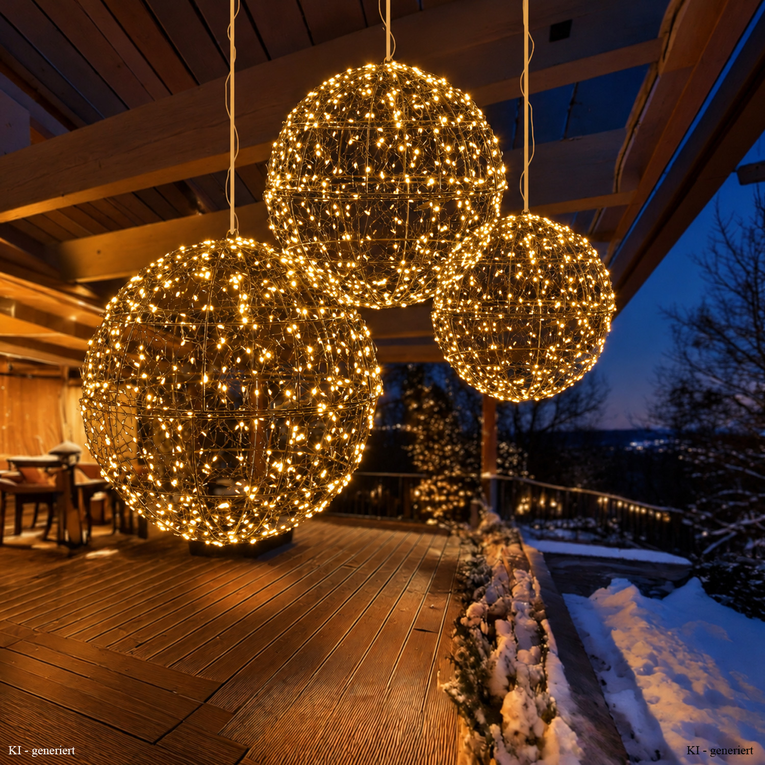 LED Drahtkugel - Leuchtkugel - 400 bernsteinfarbene LED - Timer - D: 30cm - für Innen/Außen