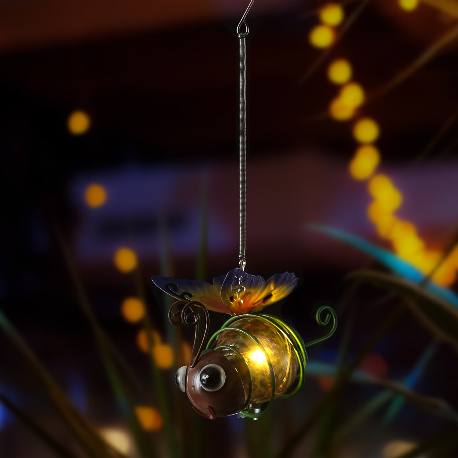 LED Solar SCHMETTERLING - Gartenfigur - hängend - 1 warmweiße LED - H: 11,5cm - für Außen - gelb