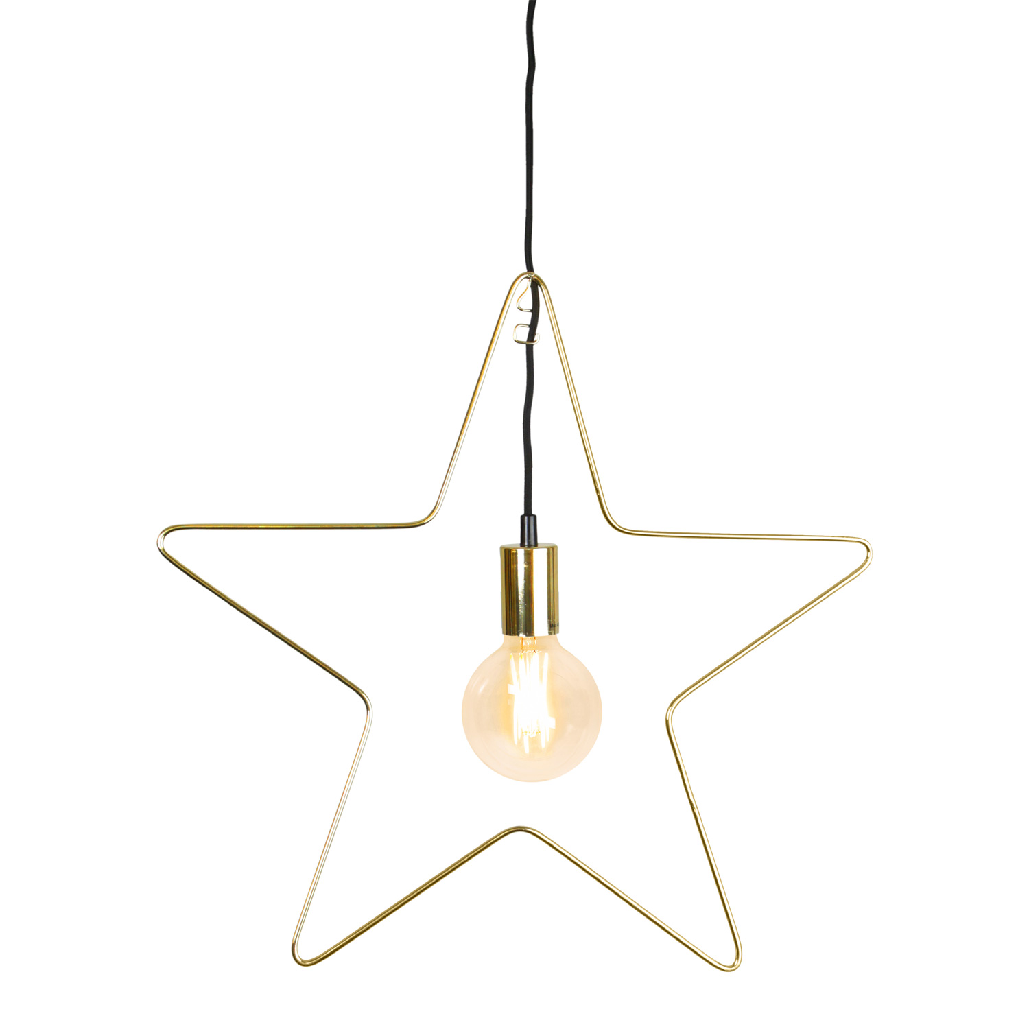 Lampenhalterung Stern - Hängestern - Dekoleuchte - 5-zackig - inkl. E27 Fassung - H: 50cm - gold