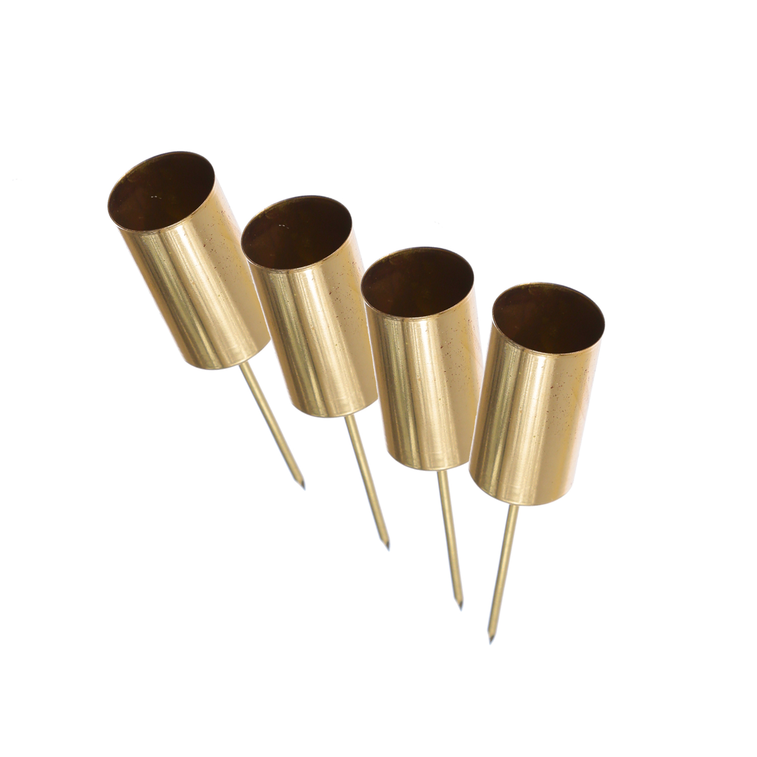 Stabkerzenhalter - Kerzenpick für Adventskranz - ohne Dorn - Metall - H: 9cm - gold - 4 Stück