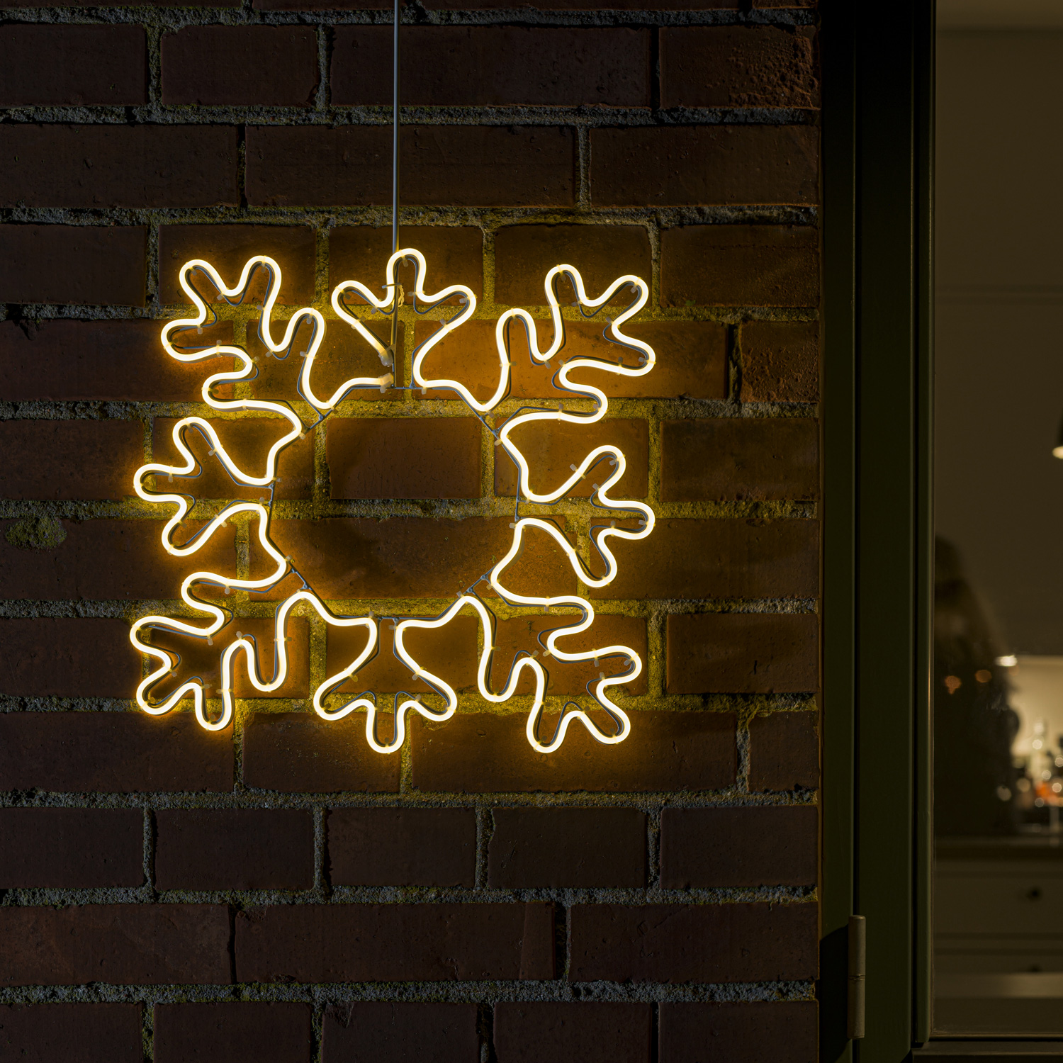 LED Fensterdeko Schneeflocke Weihnachtsbeleuchtung f. Außen - 384 warmweiße LED - H: 47cm - weiß