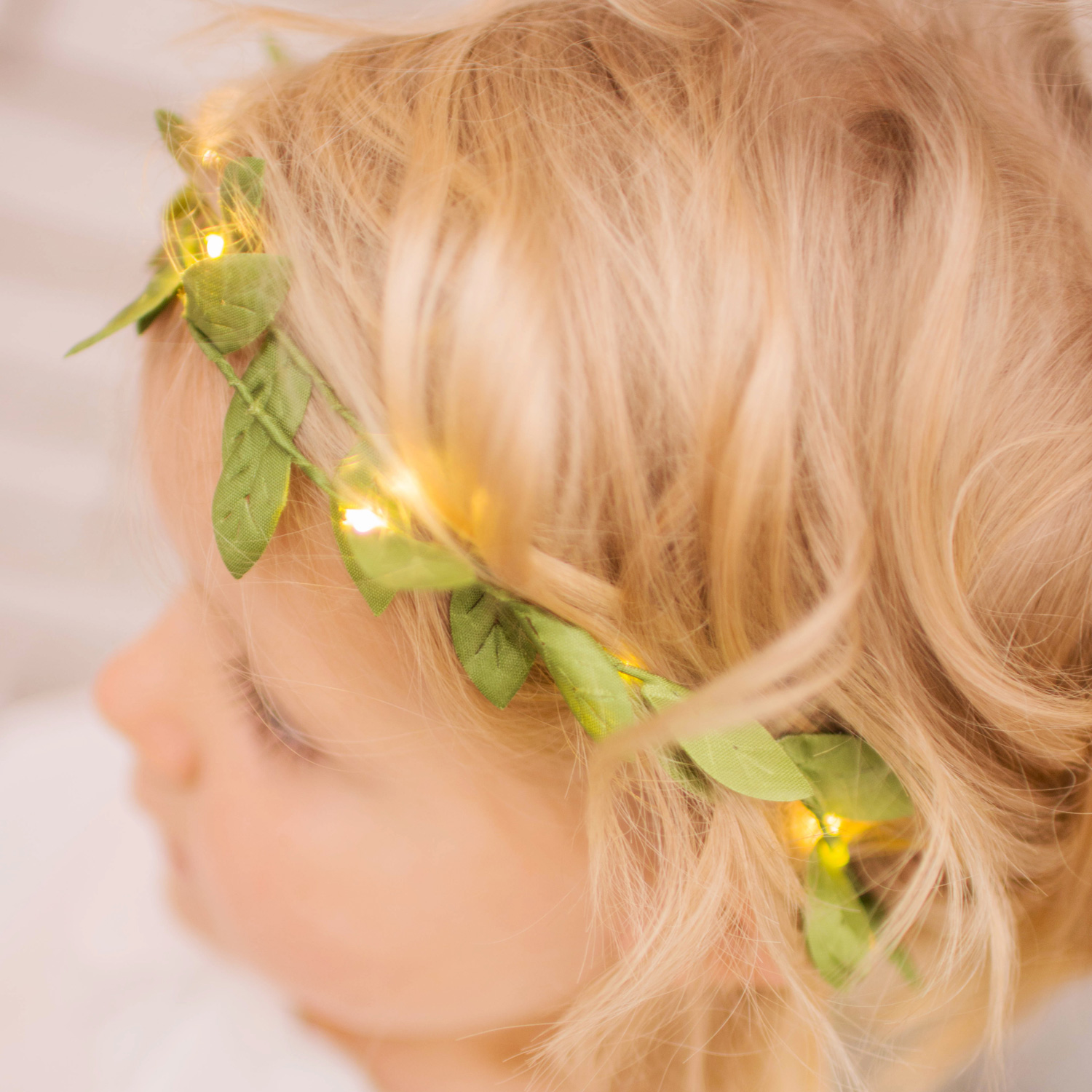 LED Lichterkette "Blätter" - 10 warmweiße LED - L: 95cm - Batteriebetrieb - grüne Blätter