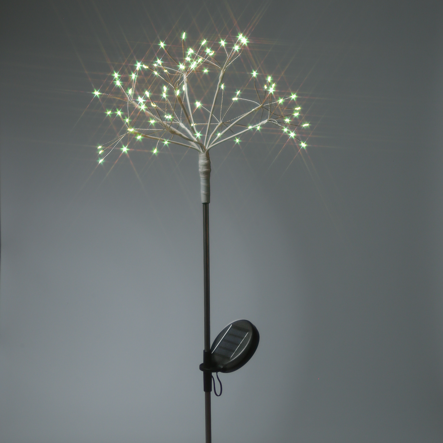LED Solarstab Feuerwerk - Gartendeko - 80 warmweiße LED - H: 80cm - Lichtsensor - 8 Modi - weiß