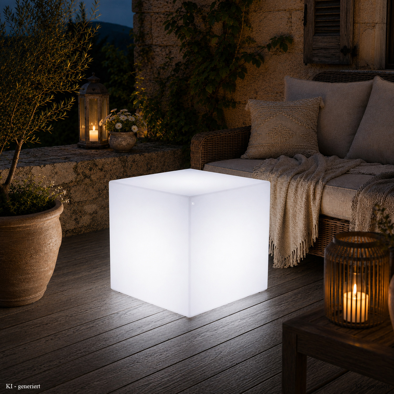 LED Würfel outdoor - Leuchtwürfel 50x50cm - E27 Fassung - kaltweiße 1W LED
