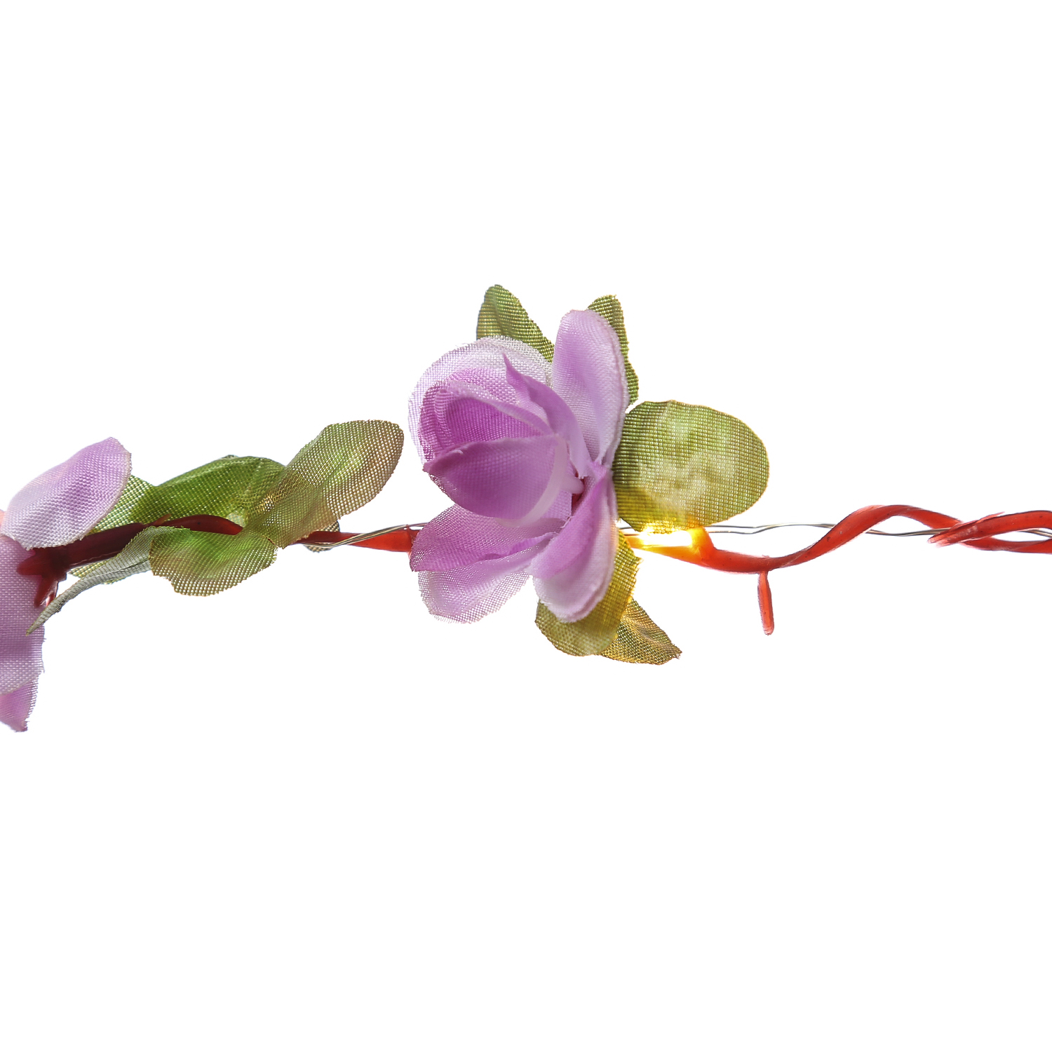 LED Lichterkette lila Mini Rosen - 22 warmweiße LED - Batteriebetrieb - Timer L: 2,1m - für Innen