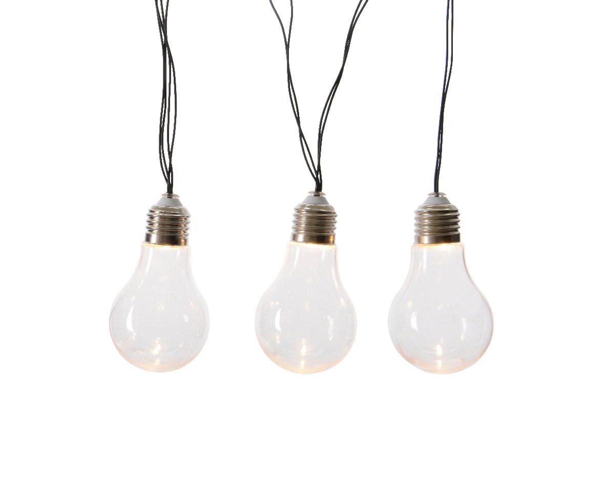 LED Solar Lichterkette - 10 warmweiße LED - L: 4,5m - Außen - Lichtsensor - transparent Glühbirnen