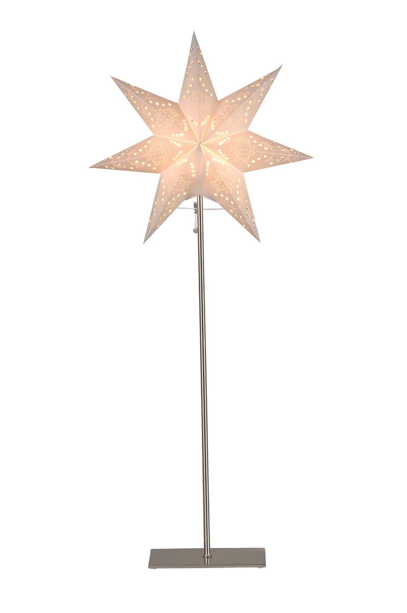 Papierstern "Sensy" - stehend - 7-zackig - Ø 34cm, H: 83cm - E14 Fassung - inkl. Kabel - creme