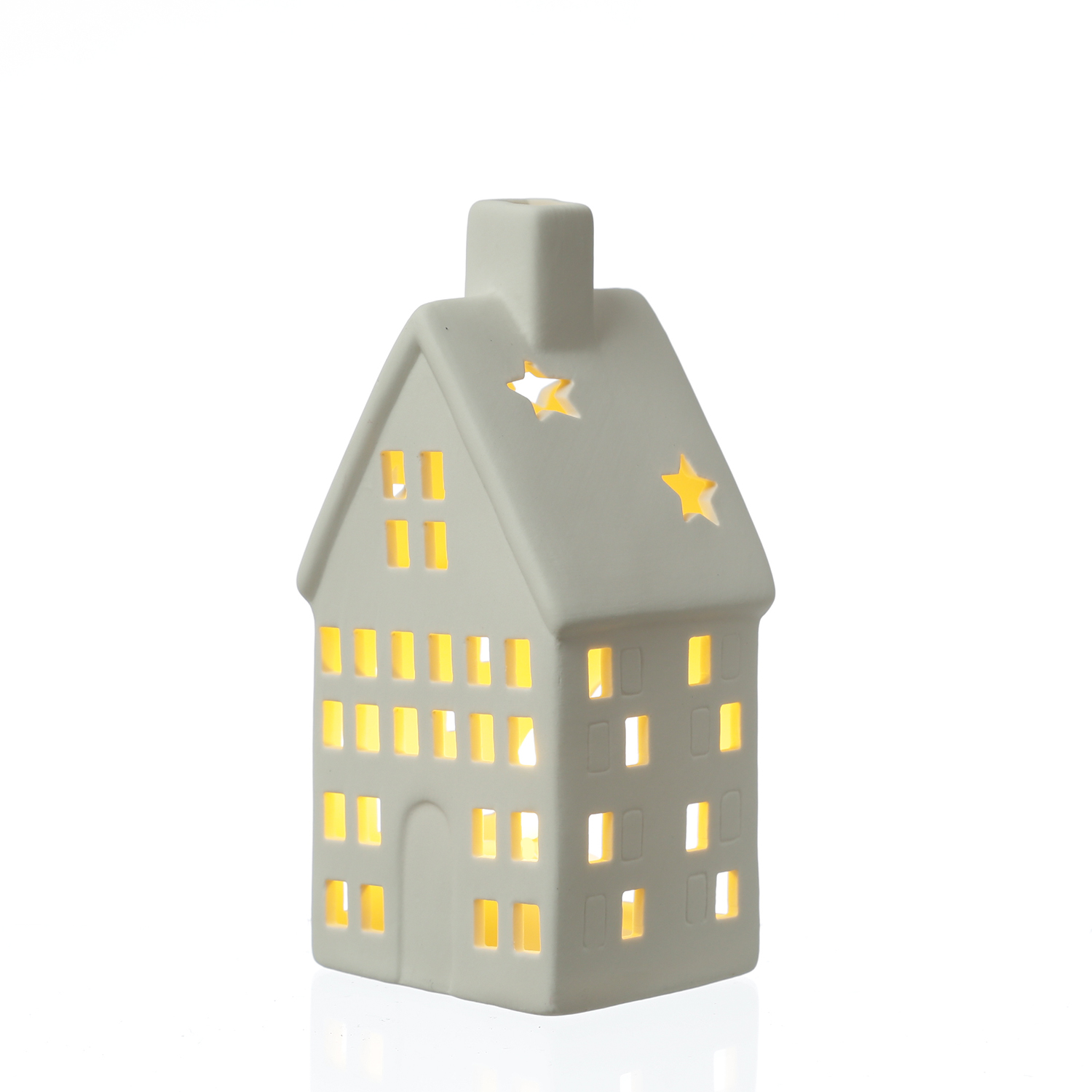 Teelichthalter Haus - Teelichthaus - Porzellan - H: 16,5cm - weiß