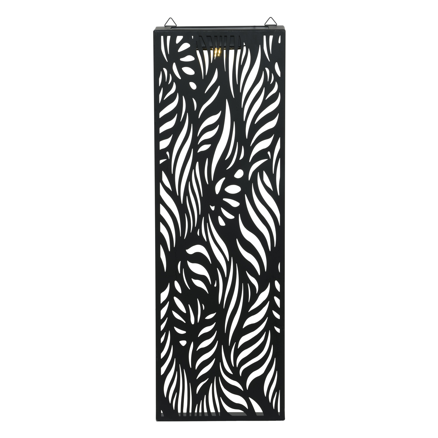 LED Solar Wandlampe Blatt - Wanddekoration - H: 61,5cm - Lichtsensor - für Außen - schwarz