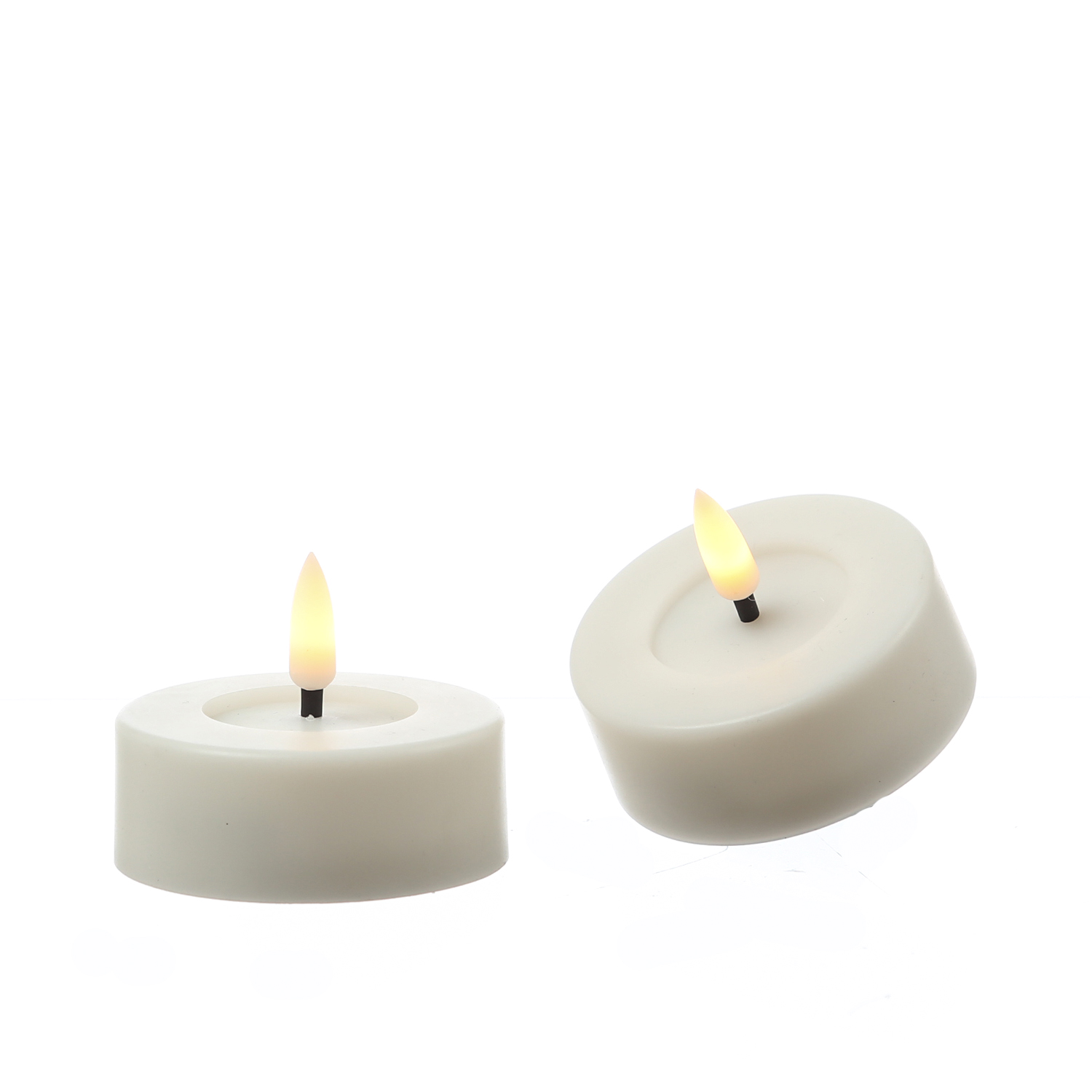 LED Maxi Teelichter - XL Outdoor Teelichter  - D: 6,5cm - Timer - Batteriebetrieb - weiß - 2er Set