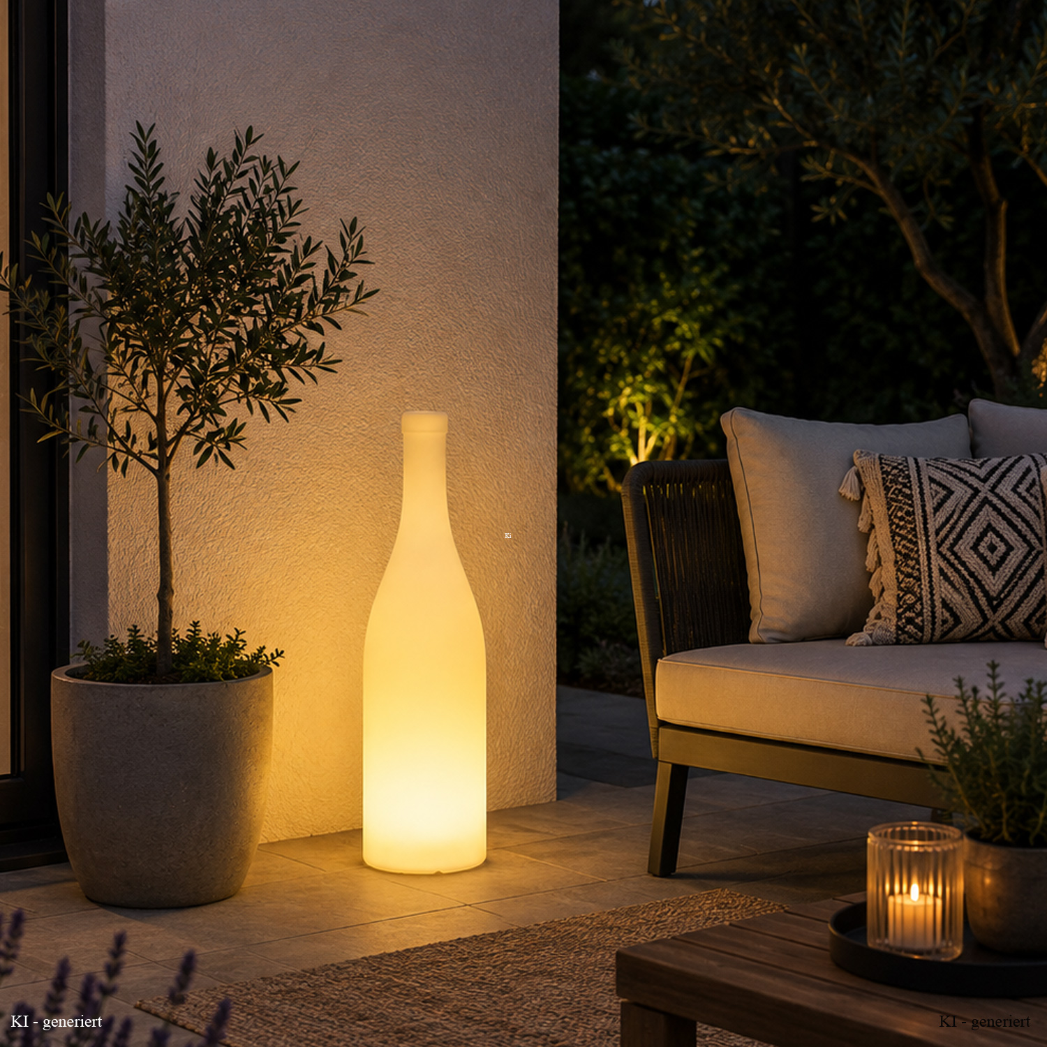 LED Flasche outdoor - Leuchtobjekt - Leuchtflasche - H: 58cm - E27 Fassung - warmweiße 1W LED