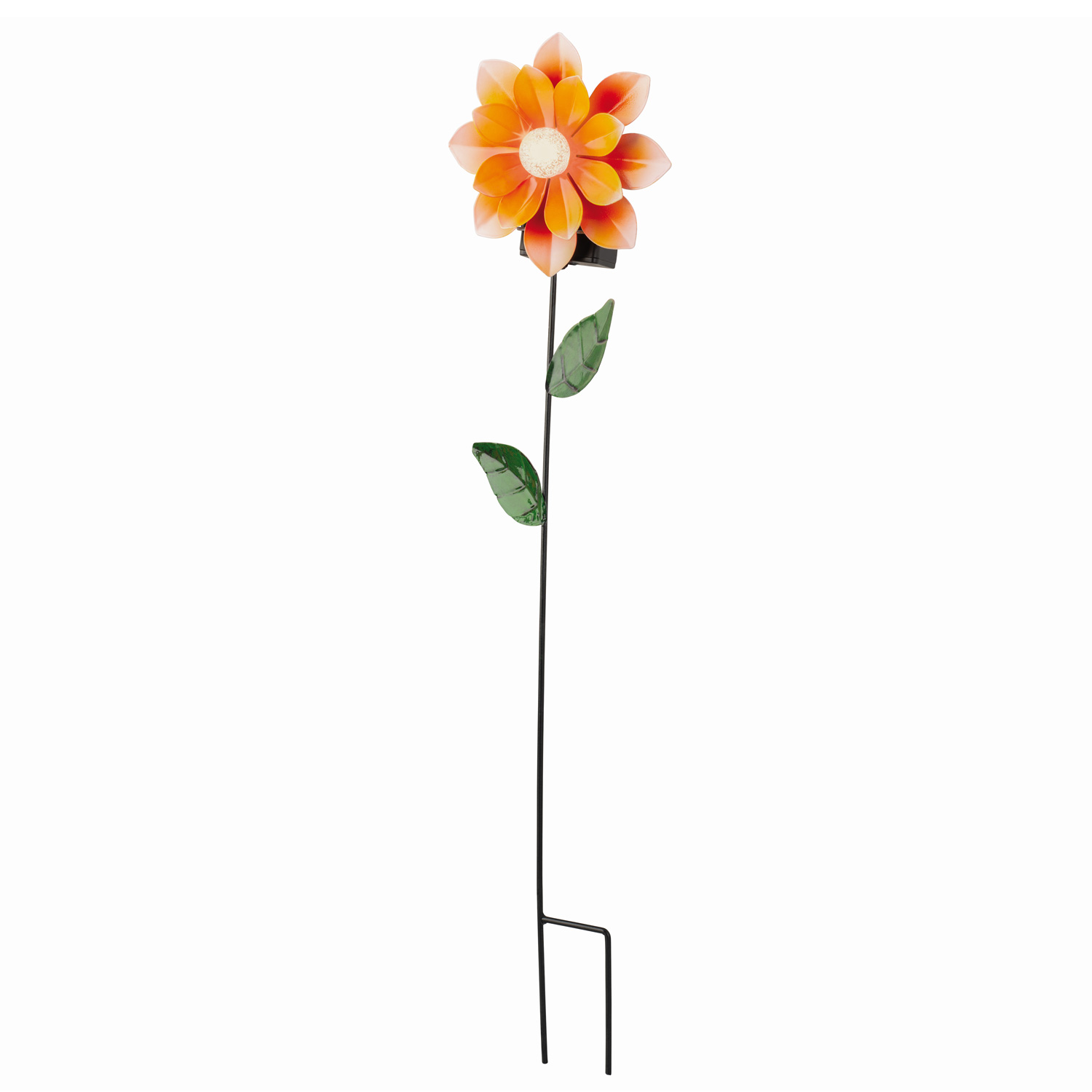 LED Solar Gartenstecker Blume - warmweiße LED - H: 49,5cm - Lichtsensor - orange