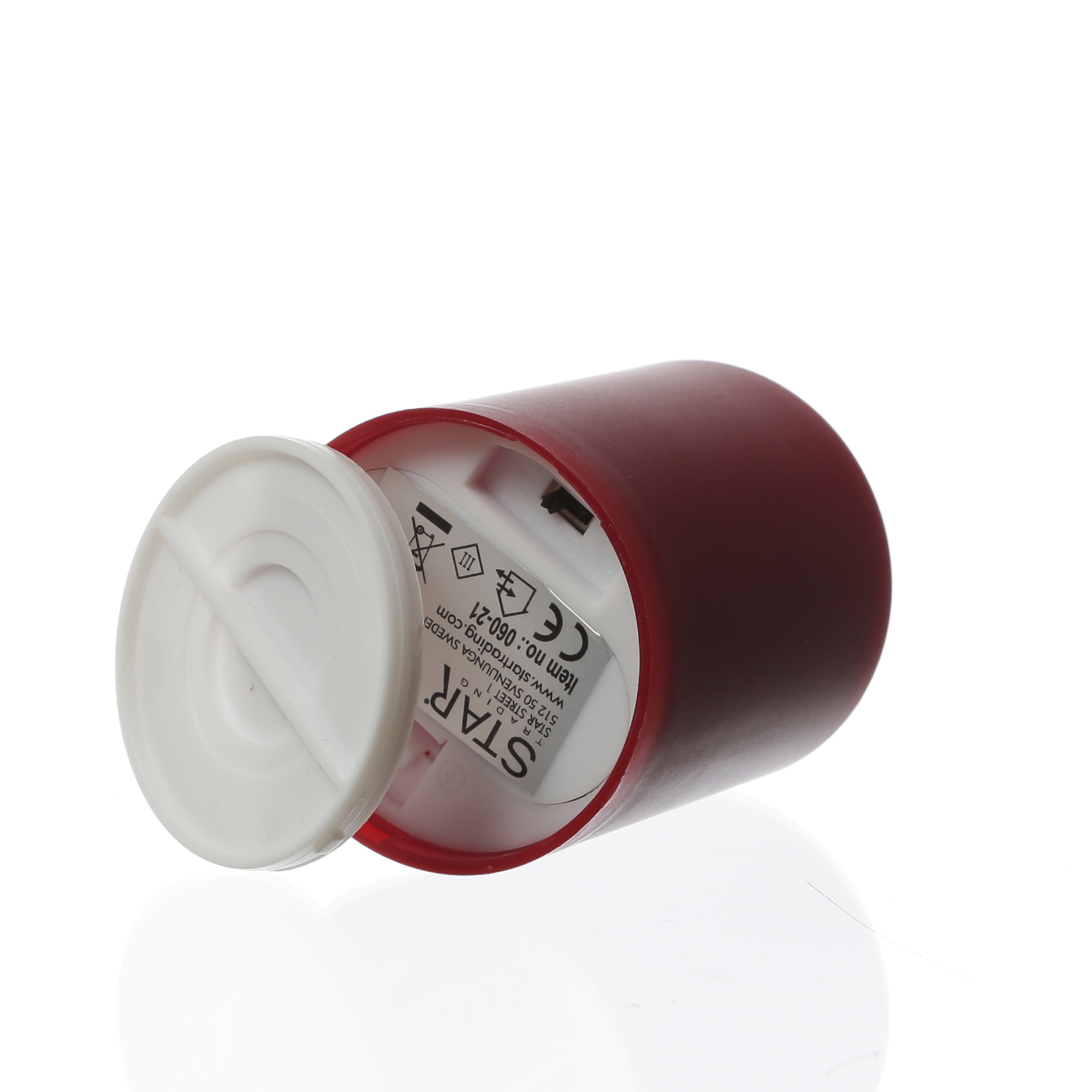 LED Mini Kerze/Grabkerze - H: 10cm/D: 6,1cm - Timer/Sensor - für Innen/Außen - bis 1200h - rot