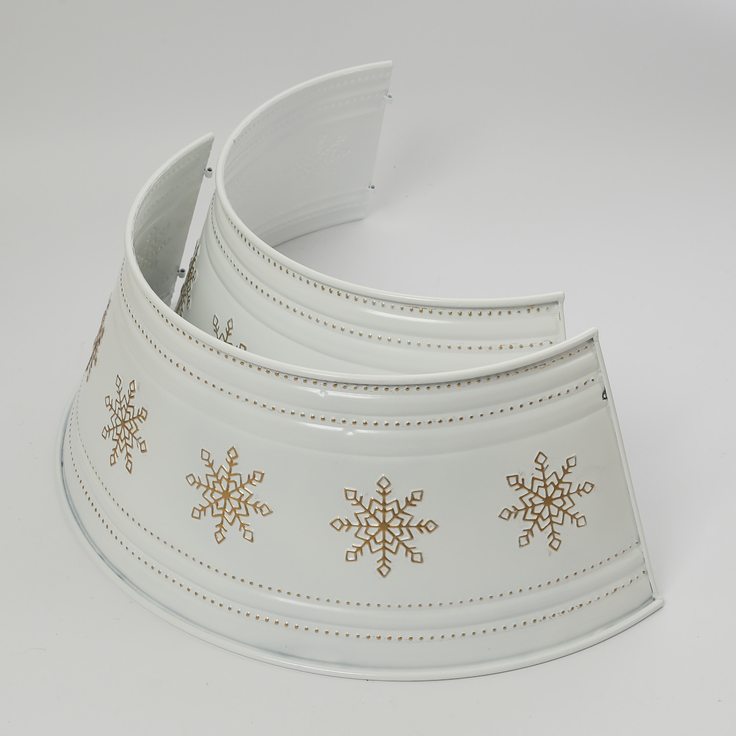 Weihnachtsbaumrock mit Schneeflocken - Abdeckung für Baumständer - D: 57cm - 2-teilig - weiß, gold